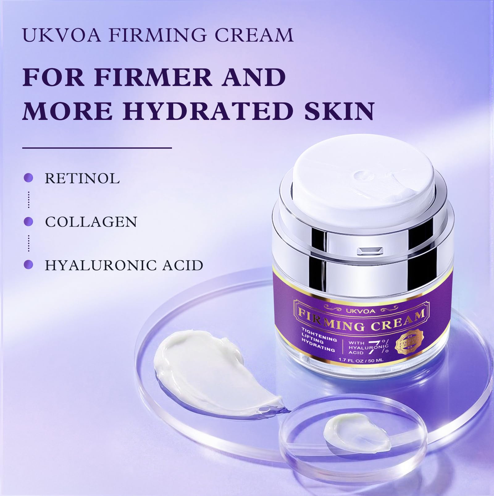 Best Neck Firming Cream for Women - Retinol, Collagen & Hyaluronic Acid Anti-Aging Moisturizer - Tighten & Lift Sagging Skin - 1.7 Fl Oz - Perfect for Night Routine & Daily Skincare