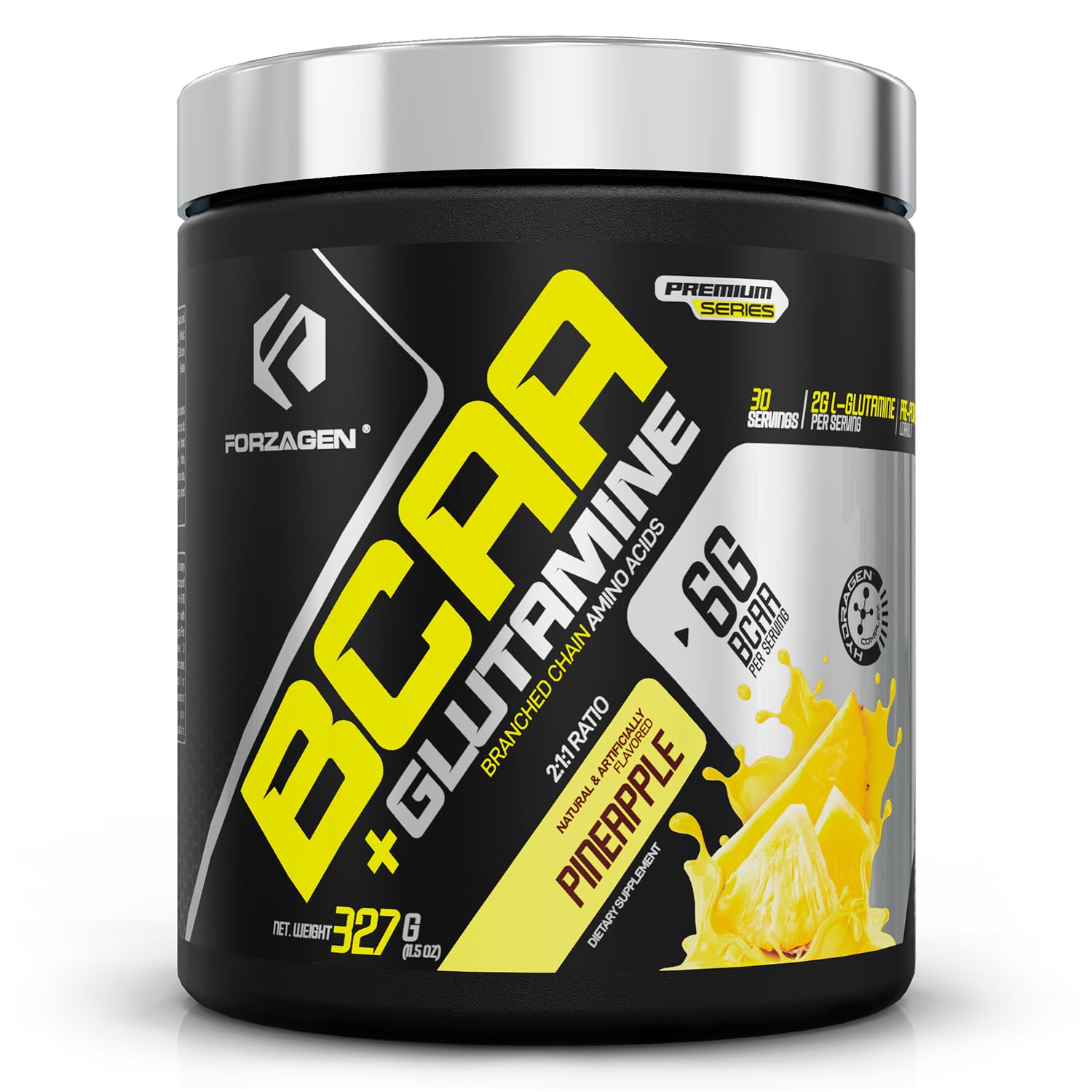 Forzagen BCAA Amino Acids Powder with Glutamine - Branched Chain Amino Acid Supplement for Pre & Post Workout - Muscle Recovery & Lean Energy Powder (30 Servings) - Ideal for Gym, Fitness & Bodybuilding Training