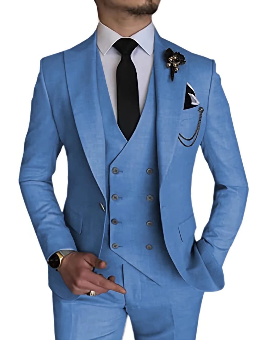 Men's Slim Fit 3 Piece Suit - One Button Blazer, Vest & Pants Set for Business, Wedding & Prom | Formal Office Attire & Special Occasion Outfit