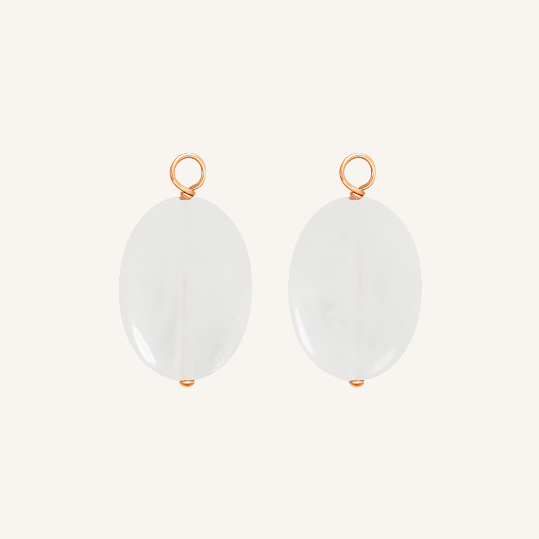 Quartz Stone Hoop Charm Earrings Set of 2 - Natural Crystal Dangle Earrings for Women, Perfect for Everyday Wear & Special Occasions