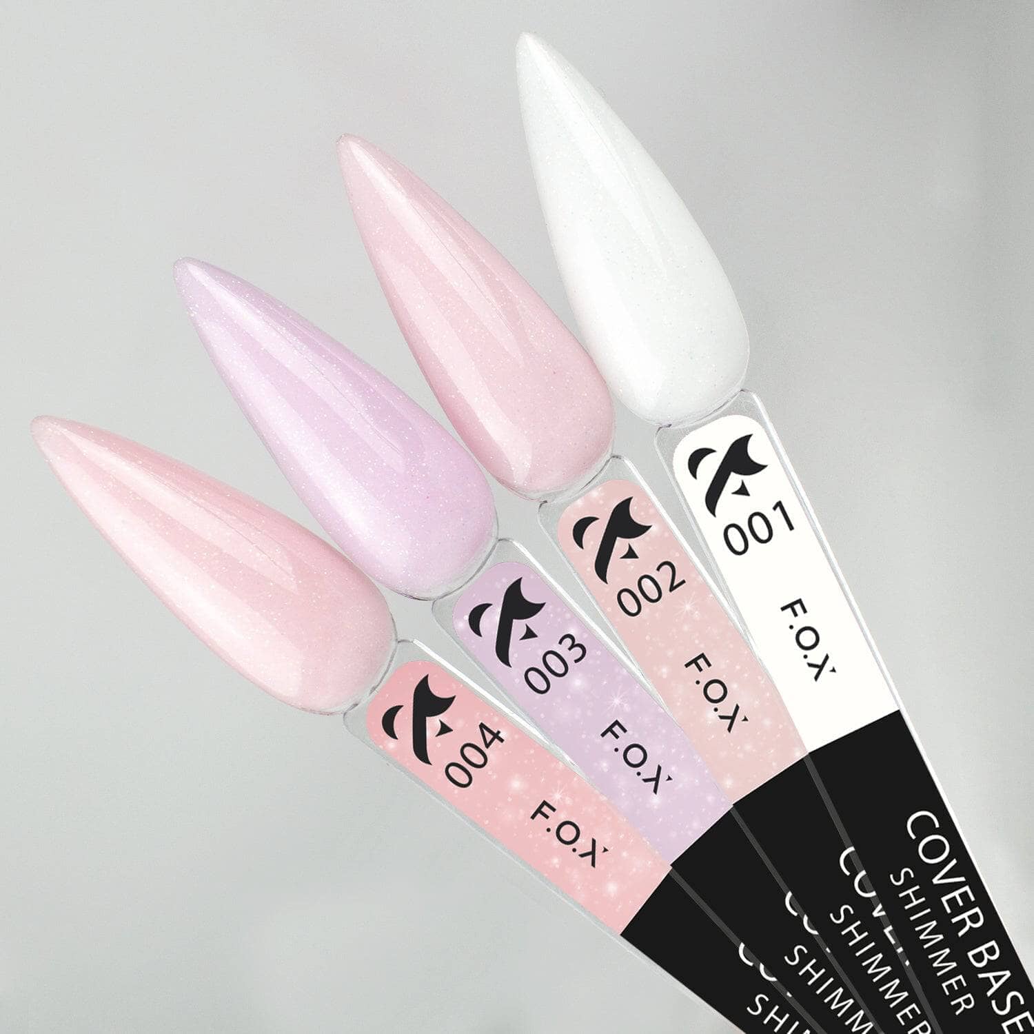 F.O.X Cover Base Shimmer Nail Tips - Set of 4 for French Manicure & Acrylic Nails - Perfect for Salon, Home Use & Special Occasions
