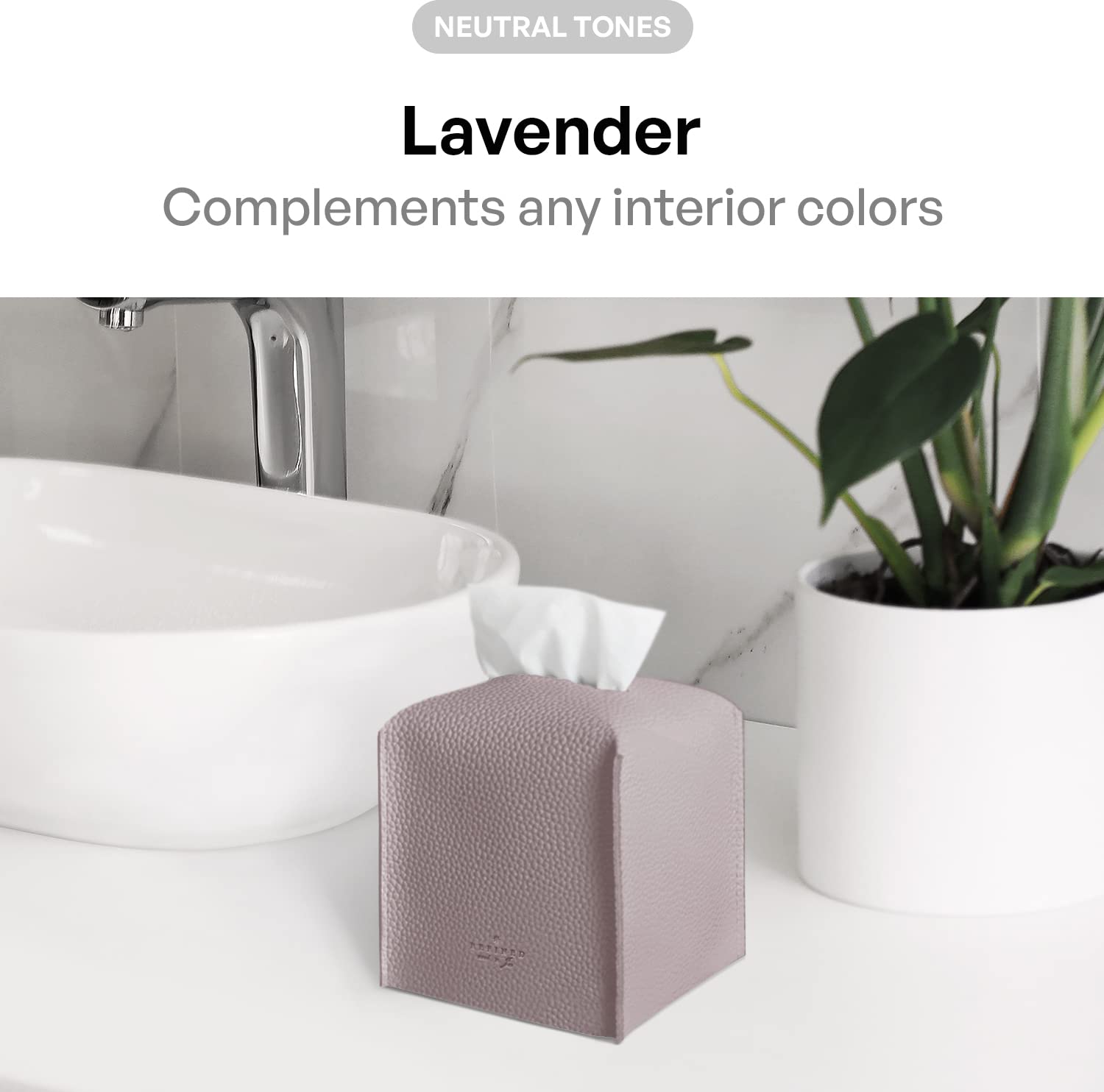 Premium PU Leather Tissue Box Cover - Modern Square Decorative Holder for Bathroom, Vanity, Nightstand, Office & Car (5