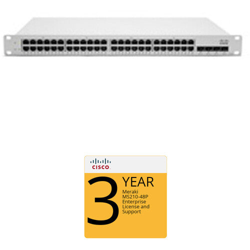 Cisco MS225 48FP 48-Port Gigabit Ethernet Switch with 3-Year Enterprise License & Support | Ideal for Business Networks, Data Centers & Office IT Infrastructure