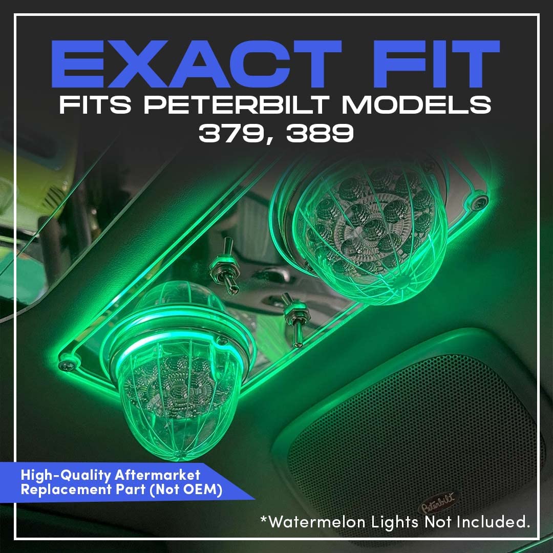 Peterbilt Dome Light Plate with Amber Lens & Lever Switches - Fits 379 & 389 Models - Custom Semi Truck Interior Lighting Upgrade for Enhanced Visibility & Style | Perfect for Night Driving & Cab Customization