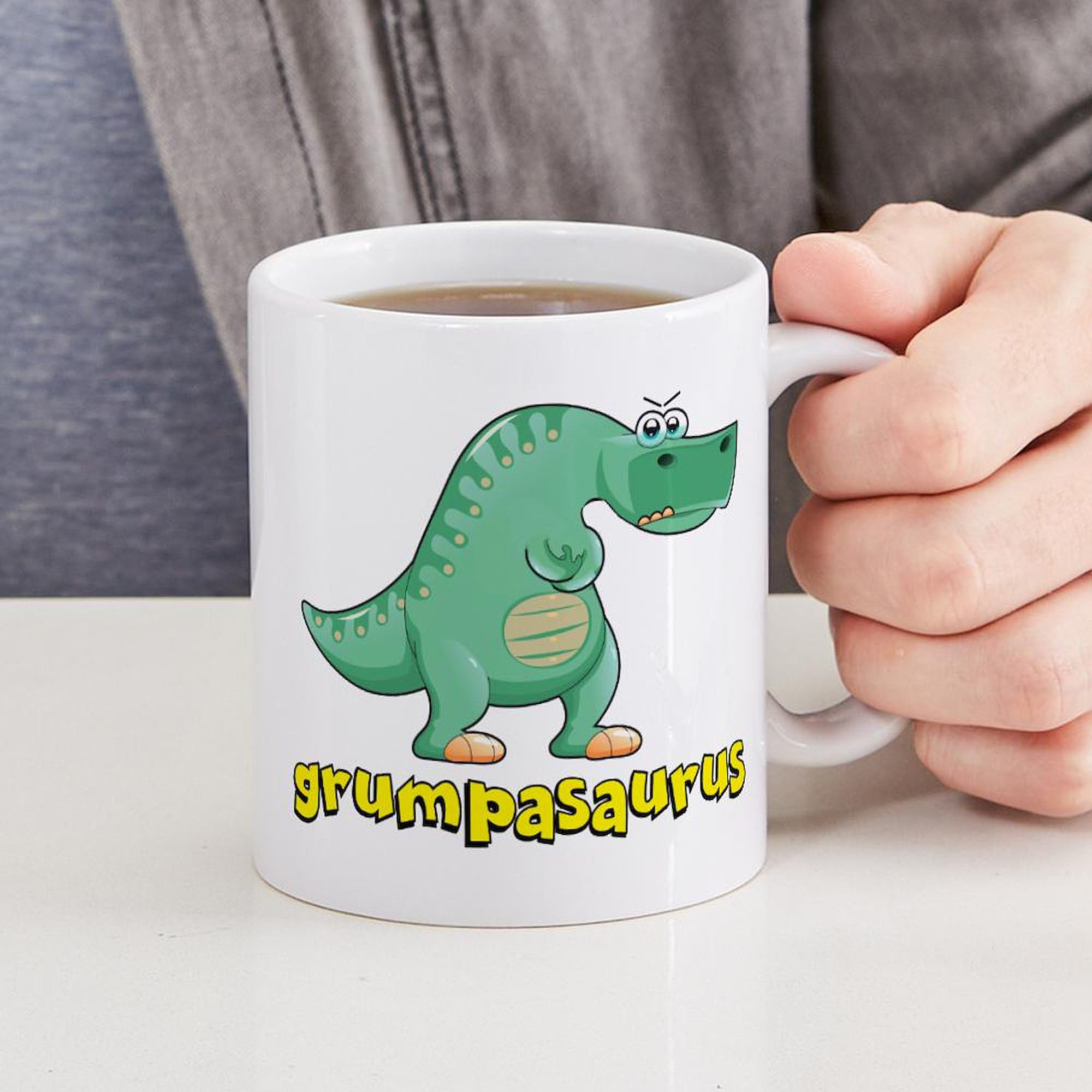 Grumpasaurus Dinosaur 11 oz (325 ml) Ceramic Coffee Mug - Funny Novelty Gift for Office, Home & Gifts for Dinosaur Lovers
