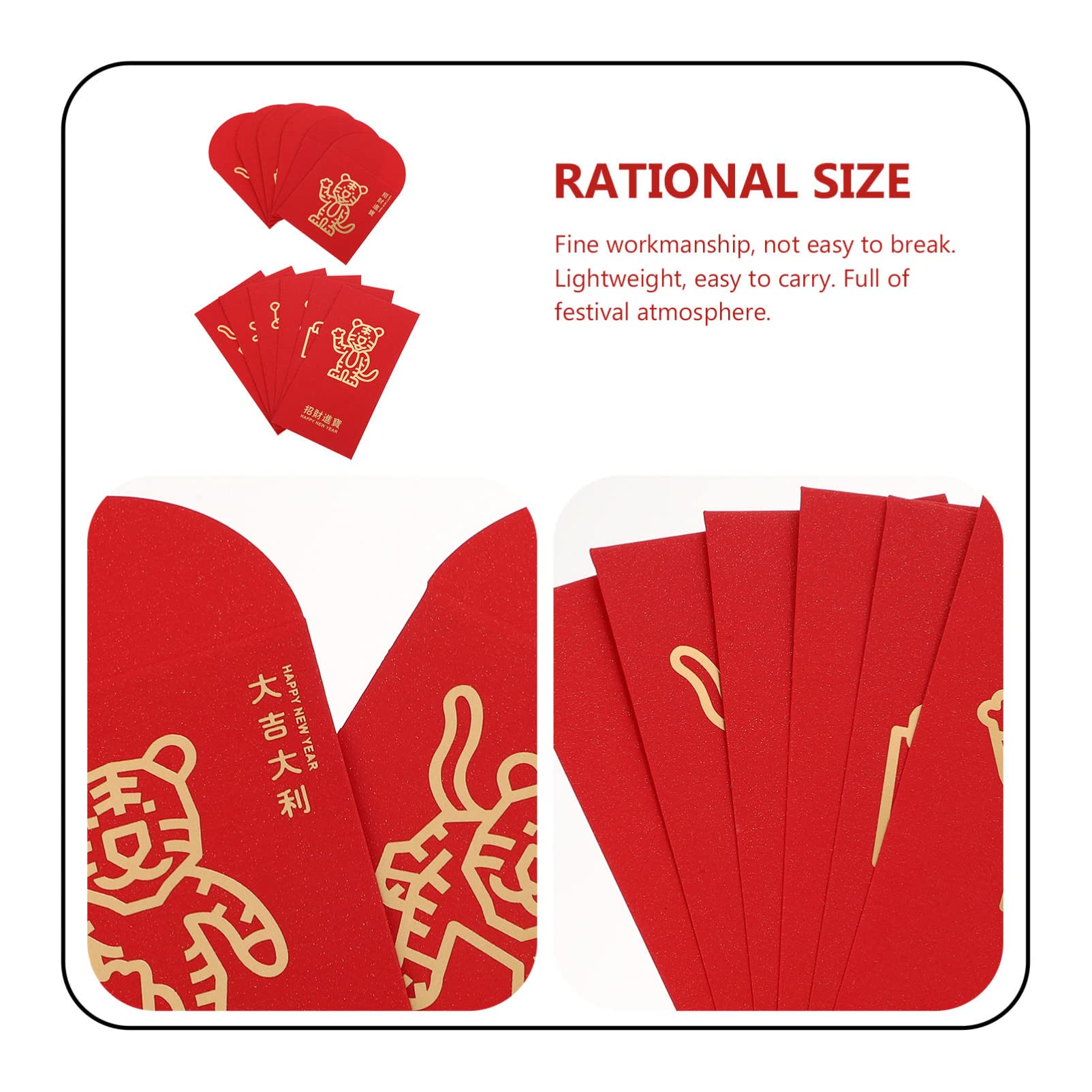 NUOBESTY 12pcs 2022 Year of The Tiger Red Envelopes - Chinese New Year Lucky Money Packets for Kids, Weddings & Celebrations | Festive Gift Bags for Chinese New Year, Birthday Gifts & Special Occasions