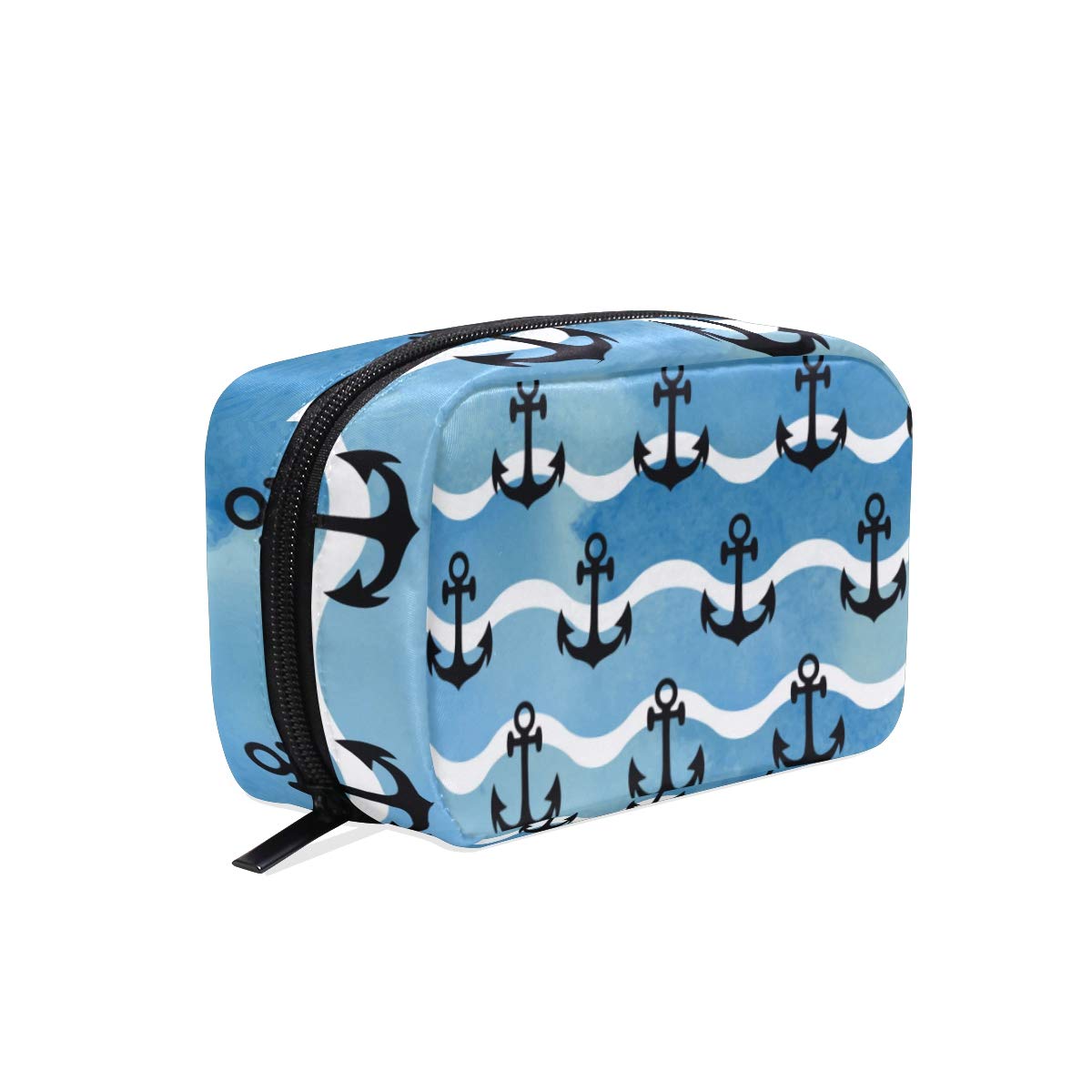 Nautical Anchor Makeup Bag for Women - Waterproof Travel Cosmetic Pouch with Zipper, Perfect for Vacation, Beach Trips & Daily Use - Great Holiday Gift for Girls & Women (805d)