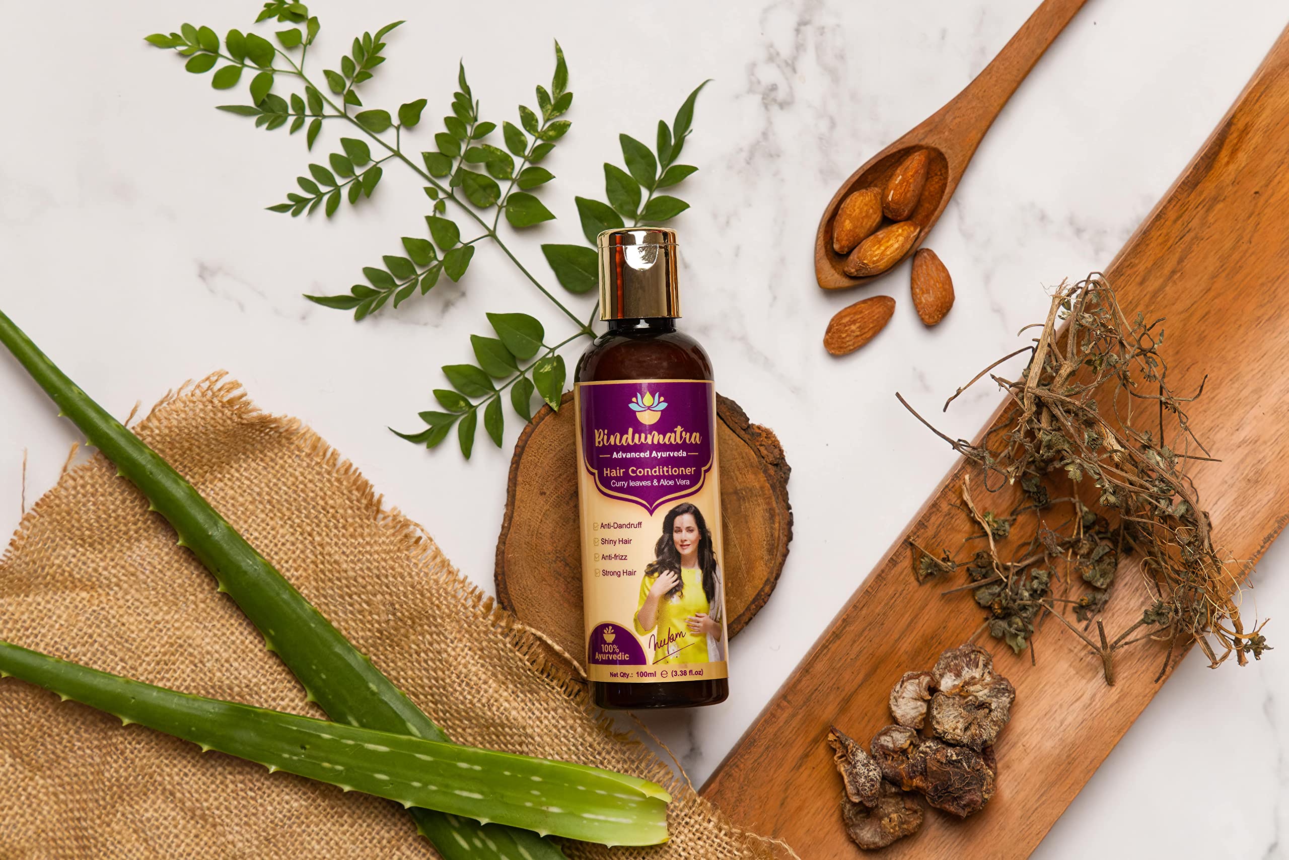 **Bindumatra Curry Leaves & Aloe Vera Hair Conditioner – 100% Ayurvedic & Organic, Anti-Dandruff, Frizz Control, Shine Boost – For Men & Women (100ml) | Perfect for Dry, Damaged Hair & Scalp Care**