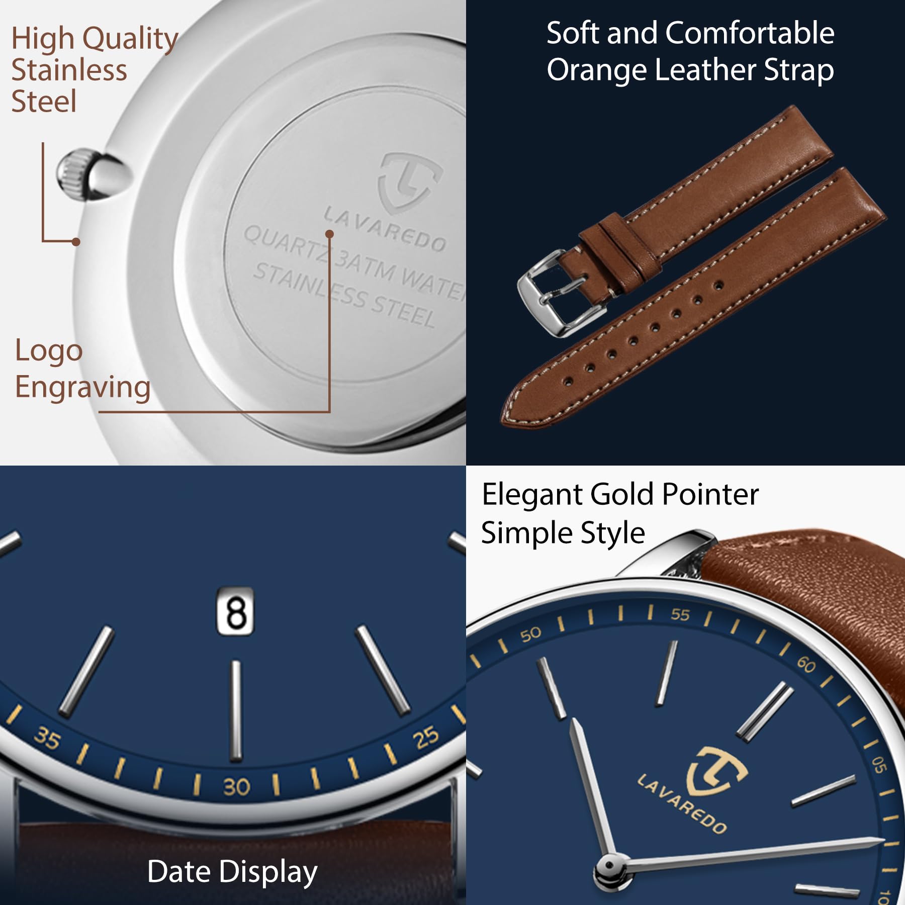 BEN NEVIS Men's Minimalist Analog Watch with Date Display & Genuine Leather Strap - Stylish Casual & Business Wristwatch for Office, Dating & Everyday Wear