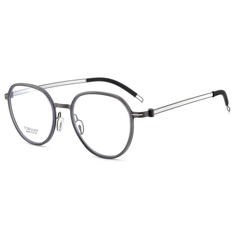 CCspace Unisex Full Rim Round Titanium Eyeglasses 57284 - Lightweight Durable Frame for Men & Women - Perfect for Reading, Work & Fashion Accessories
