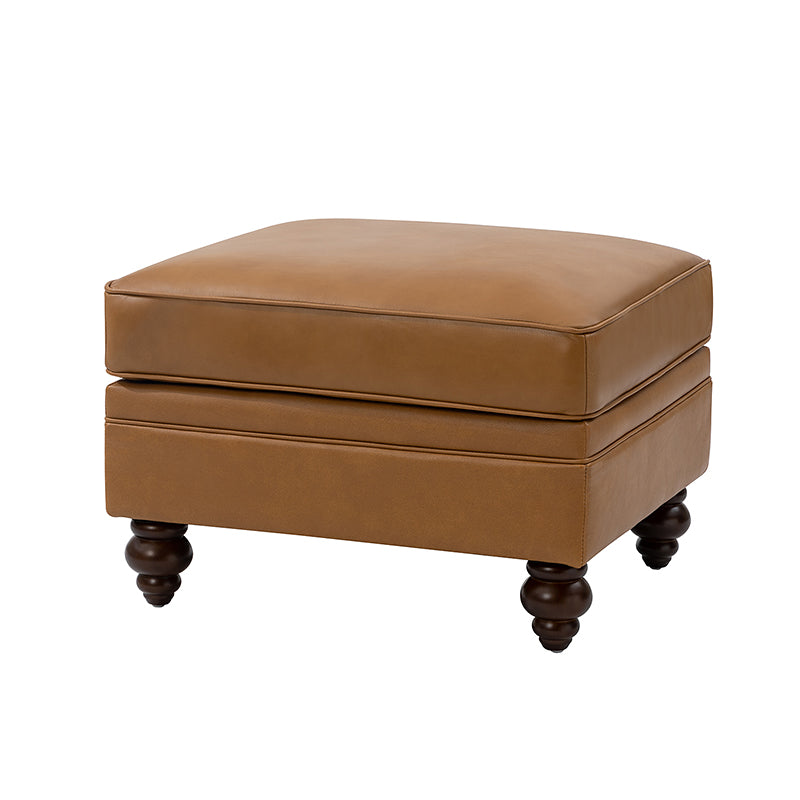 Basilio Modern Genuine Leather Storage Ottoman Bench - Living Room Footrest, Coffee Table & Extra Seating - Perfect for Home, Office & Bedroom
