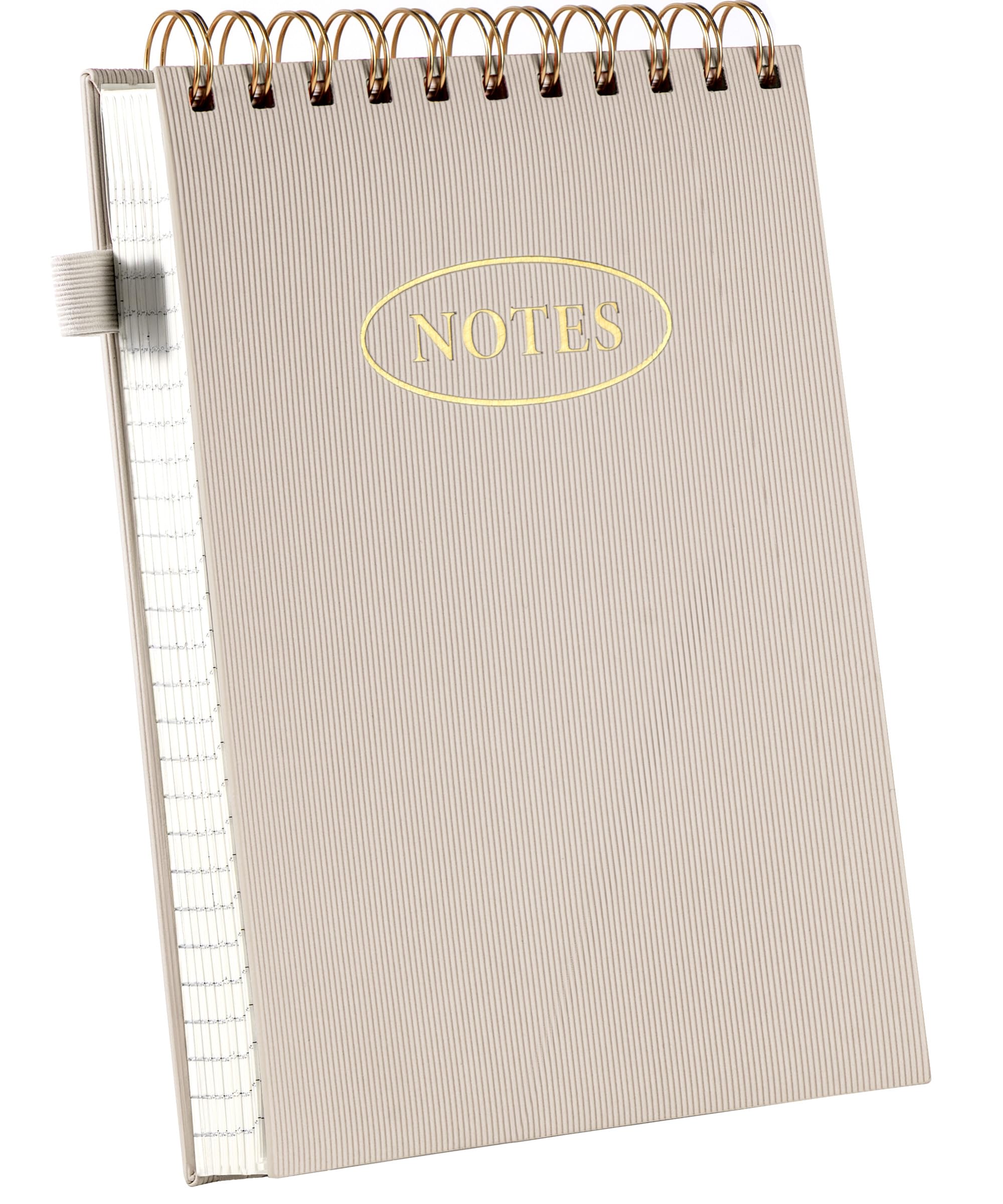 Yoment 6x9 Inch Leather Spiral Notebook - 240 Pages, 100 GSM College Ruled Paper, Top Bound Steno Pad for Left Handed Users - Perfect for Office, School & Work Notes (Beige) | Durable Writing Journal for Meetings, Lectures & Daily Planning
