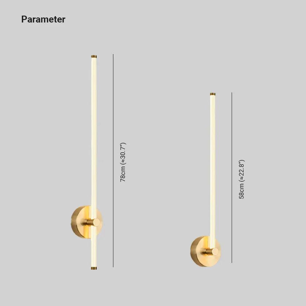Vertical Lines LED Brass Wall Lights - Modern Industrial Lighting for Living Room, Bedroom, and Hallway Decor