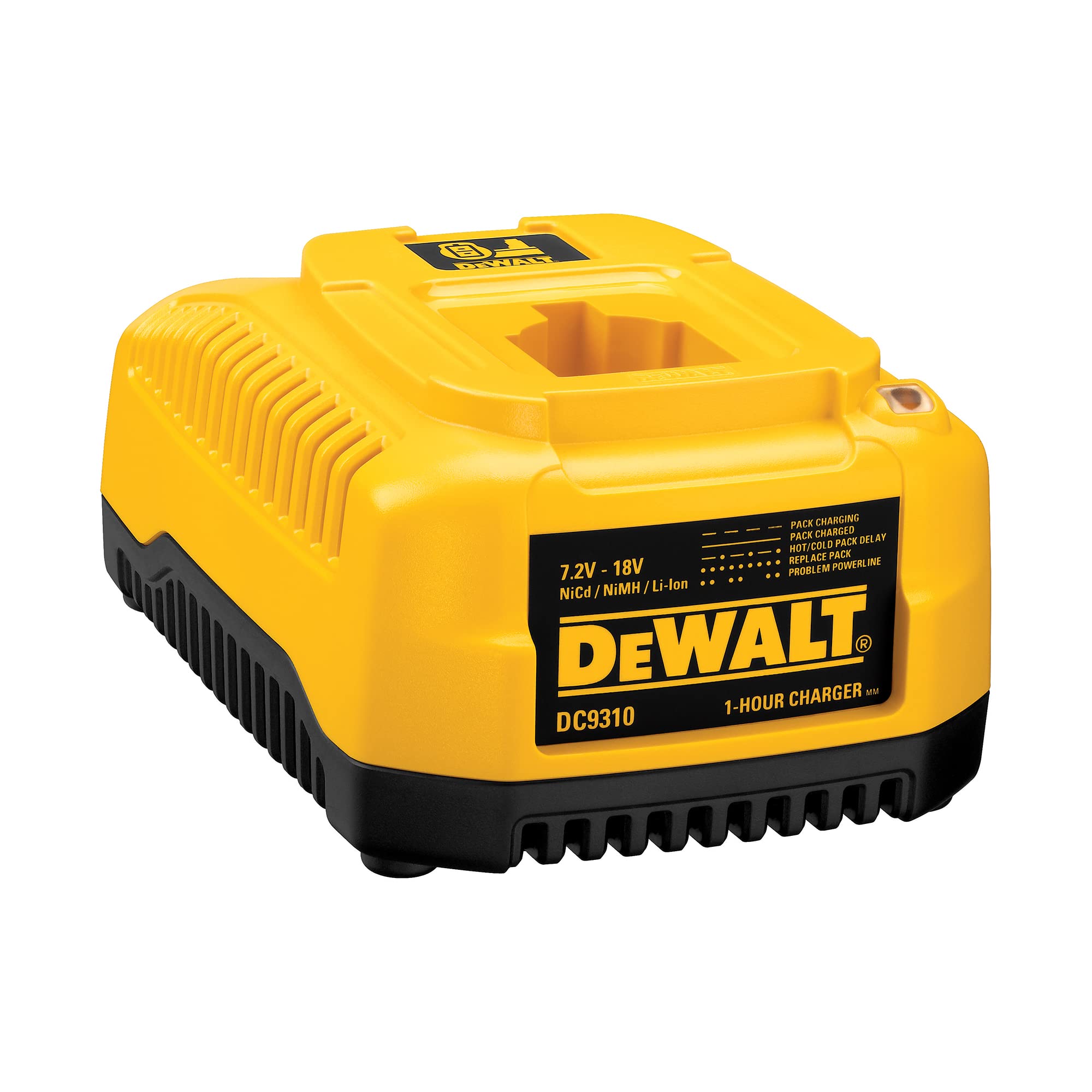 DEWALT DC9310 1-Hour Fast Charger for 7.2V-18V Batteries - Compatible with DEWALT Power Tools - Perfect for Job Sites & Home Workshops