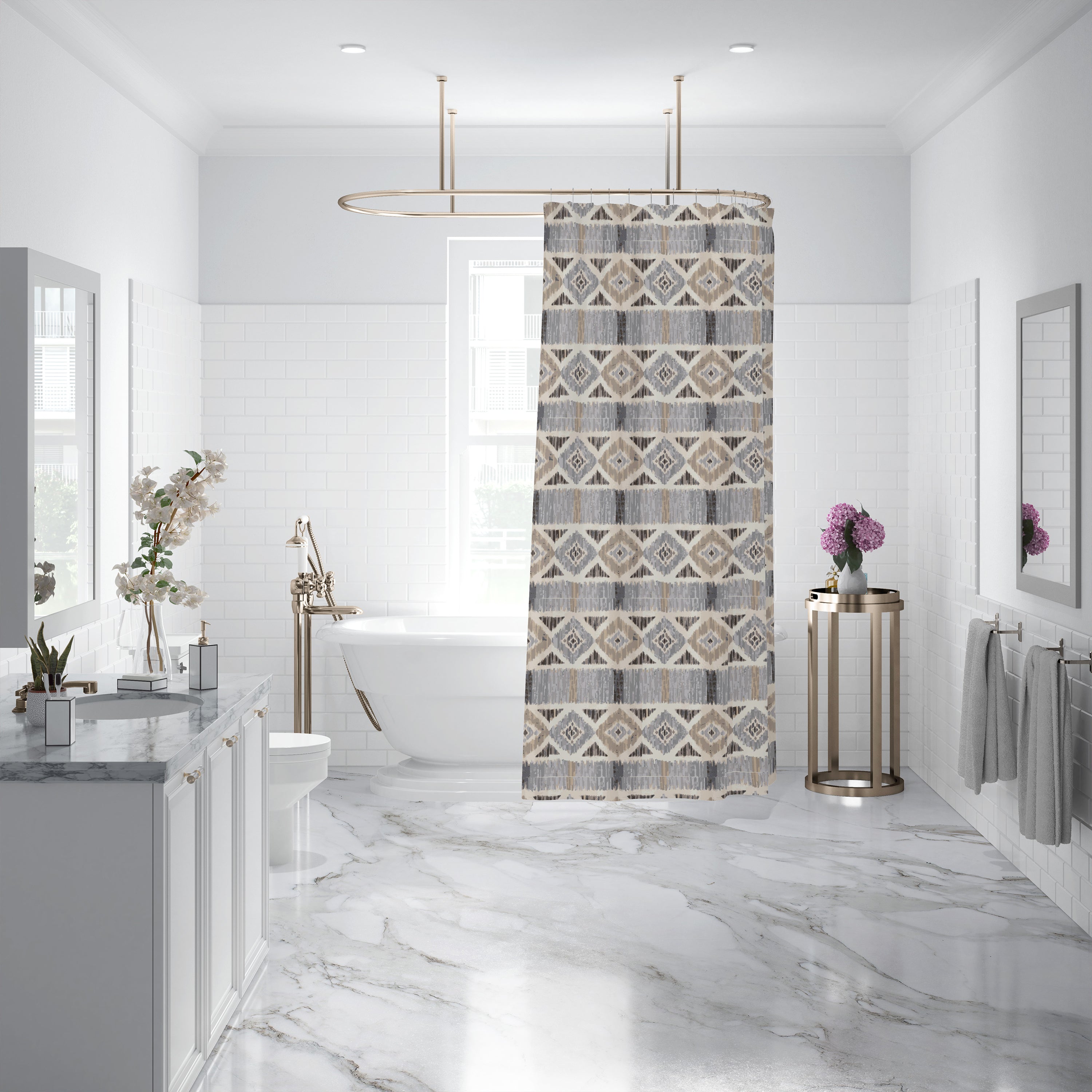 Santa Fe Shower Curtain - Southwestern Style Bathroom Decor for Boho & Farmhouse Homes - Perfect for Showers, Bathtubs & Spa Retreats