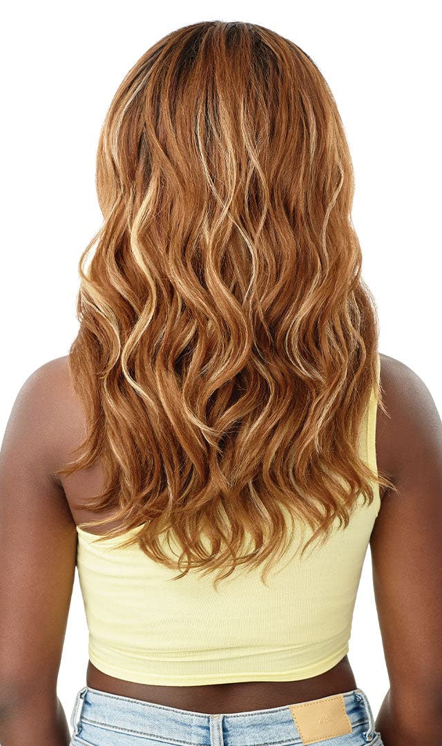 Outre Converti Cap Deluxe Heat Resistant Fiber Wig Cap - Lays Flat, High Tex ROSEY WAVES (1B) for Protective Styling & Everyday Wear