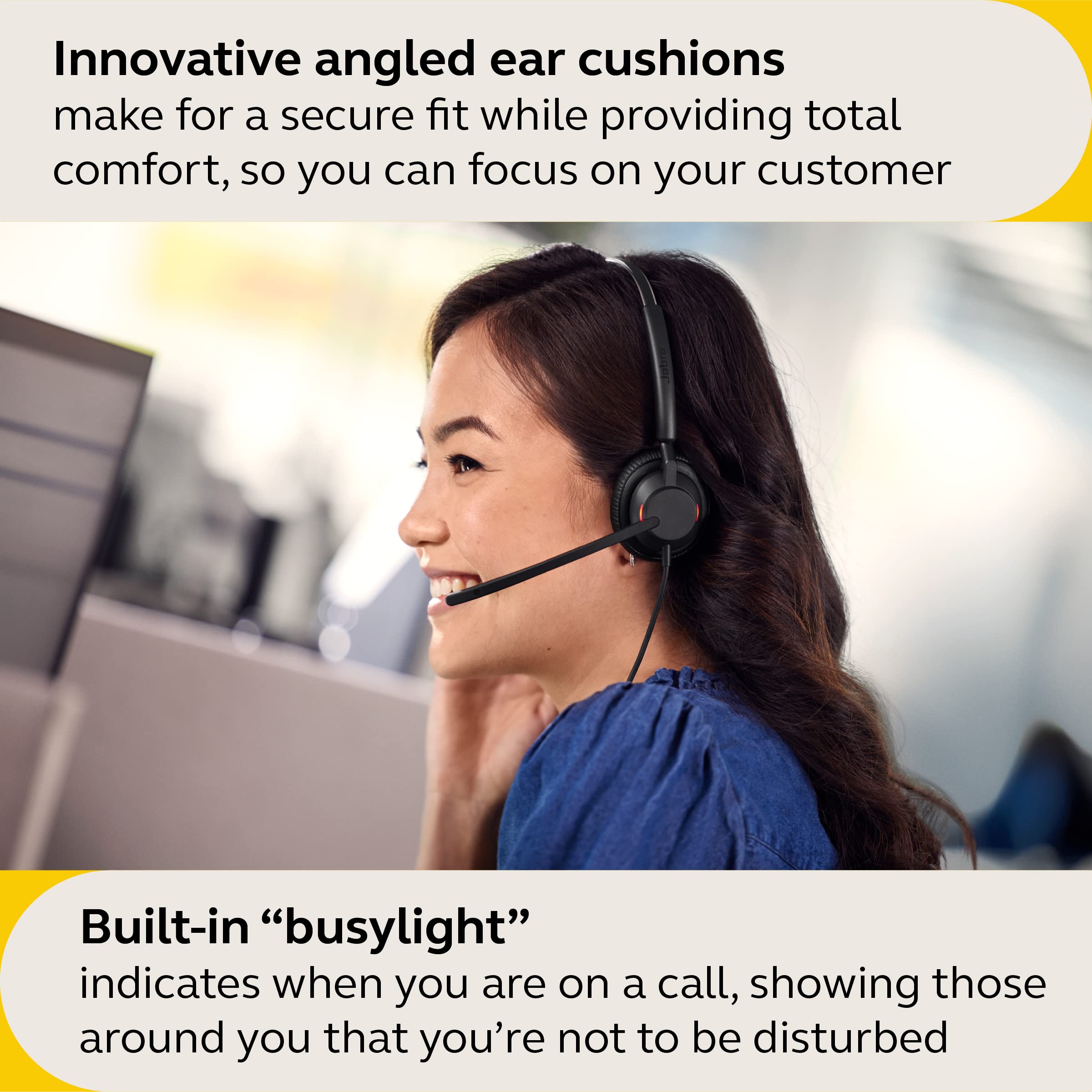 Jabra Engage 40 Wired Stereo Headset with Noise-Cancelling Mic - USB-A Office Headphones for Microsoft Teams, Zoom & Call Centers | Lightweight Design, Inline Call Control | Perfect for Remote Work & Business Communications