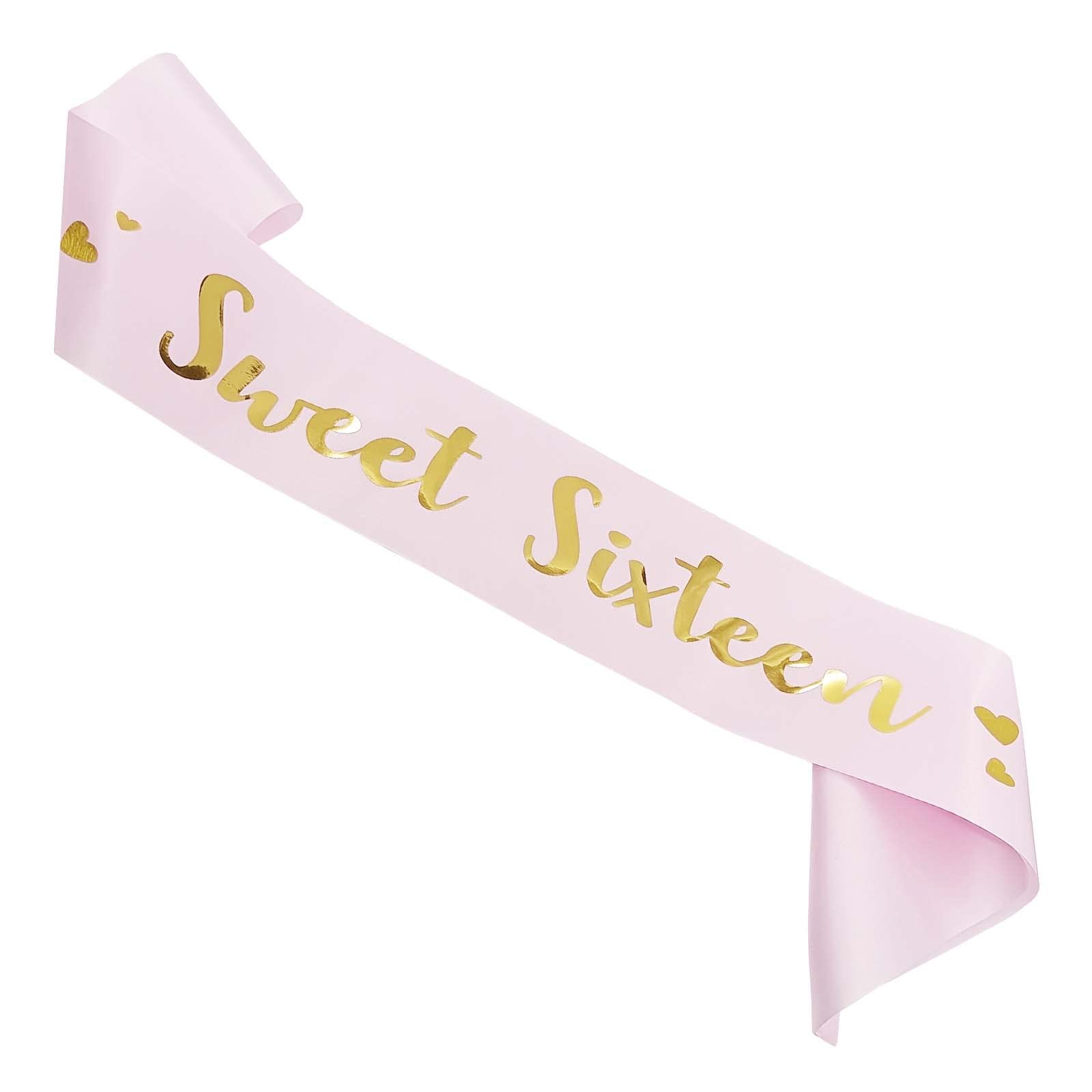 Sweet 16 Pink Satin Birthday Sash for Girls - Princess Birthday Party Decorations & Gifts - Happy 16th Birthday Party Favors - Perfect for Sweet Sixteen Celebrations, Quinceañeras & Special Milestone Events