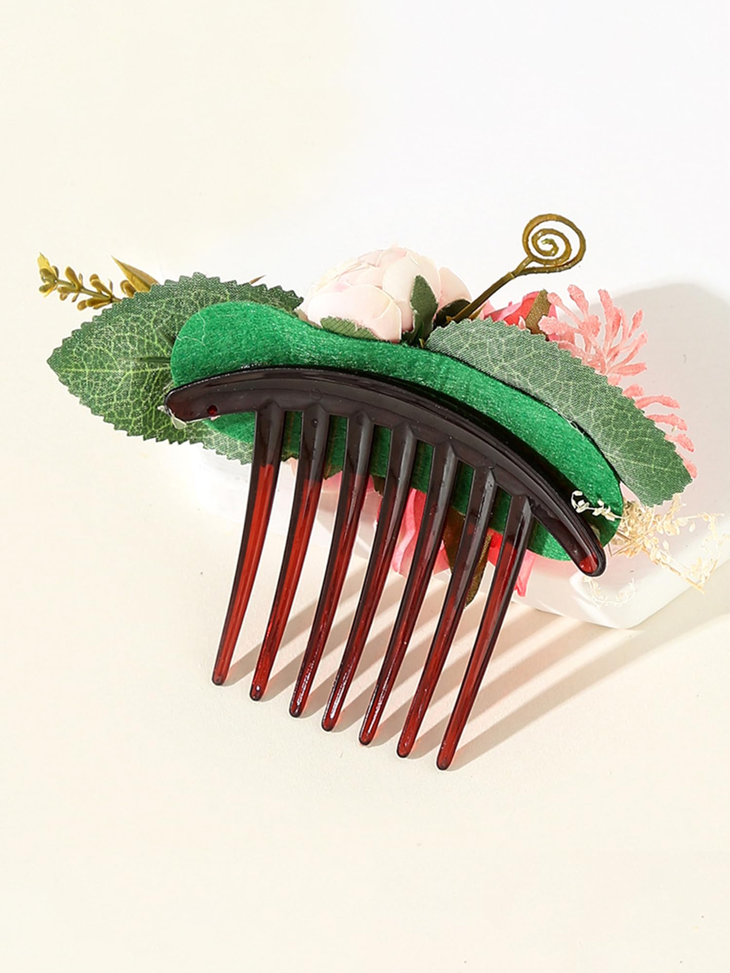 Yellow Floral Hair Comb Pin for Women - Elegant Bridal Hair Accessories for Wedding, Side Pin, Hair Clip & Juda Pin - Perfect for Brides, Prom, Parties & Special Occasions