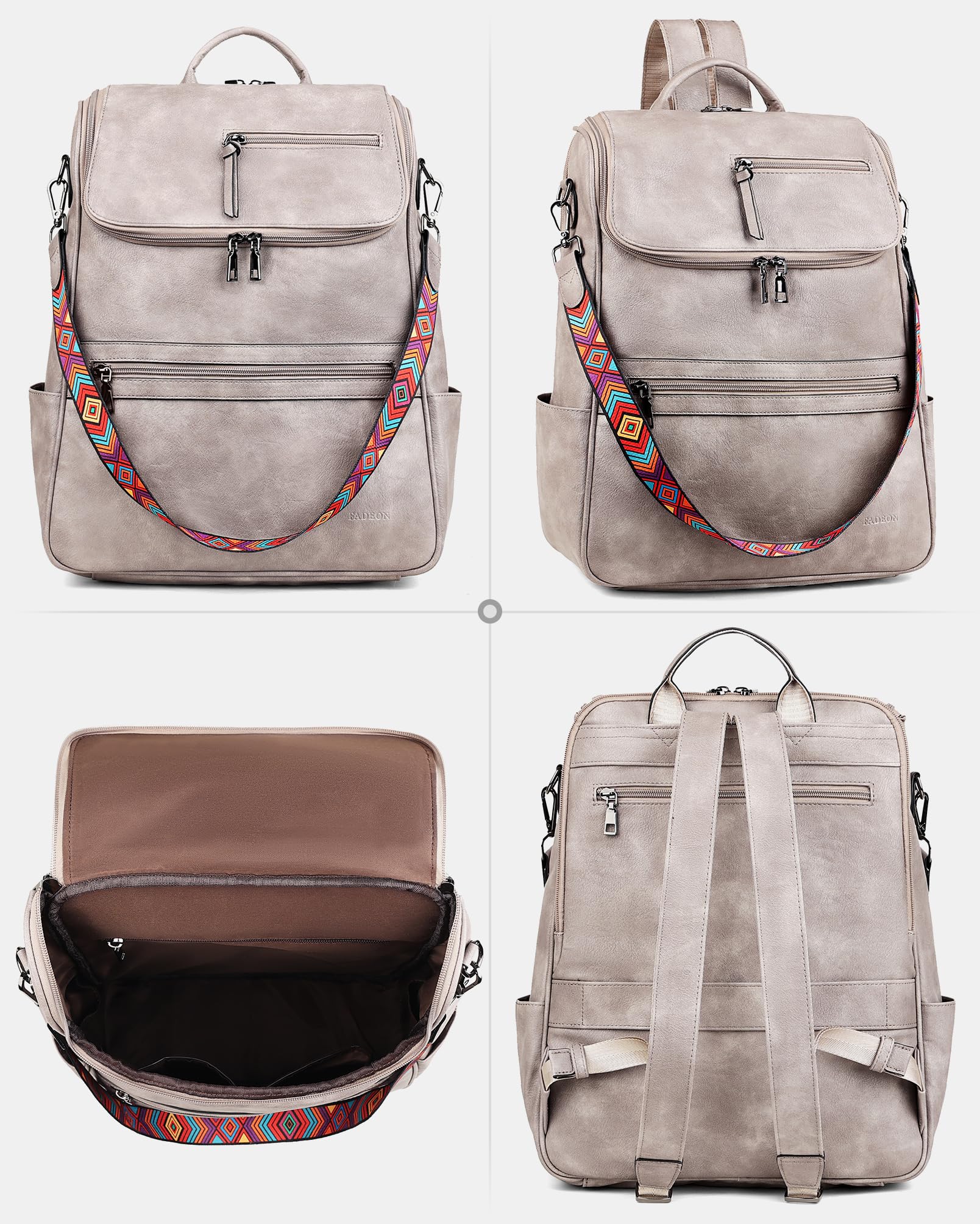 Stylish Leather Laptop Backpack for Women - PU Designer Travel Backpack with 15.6