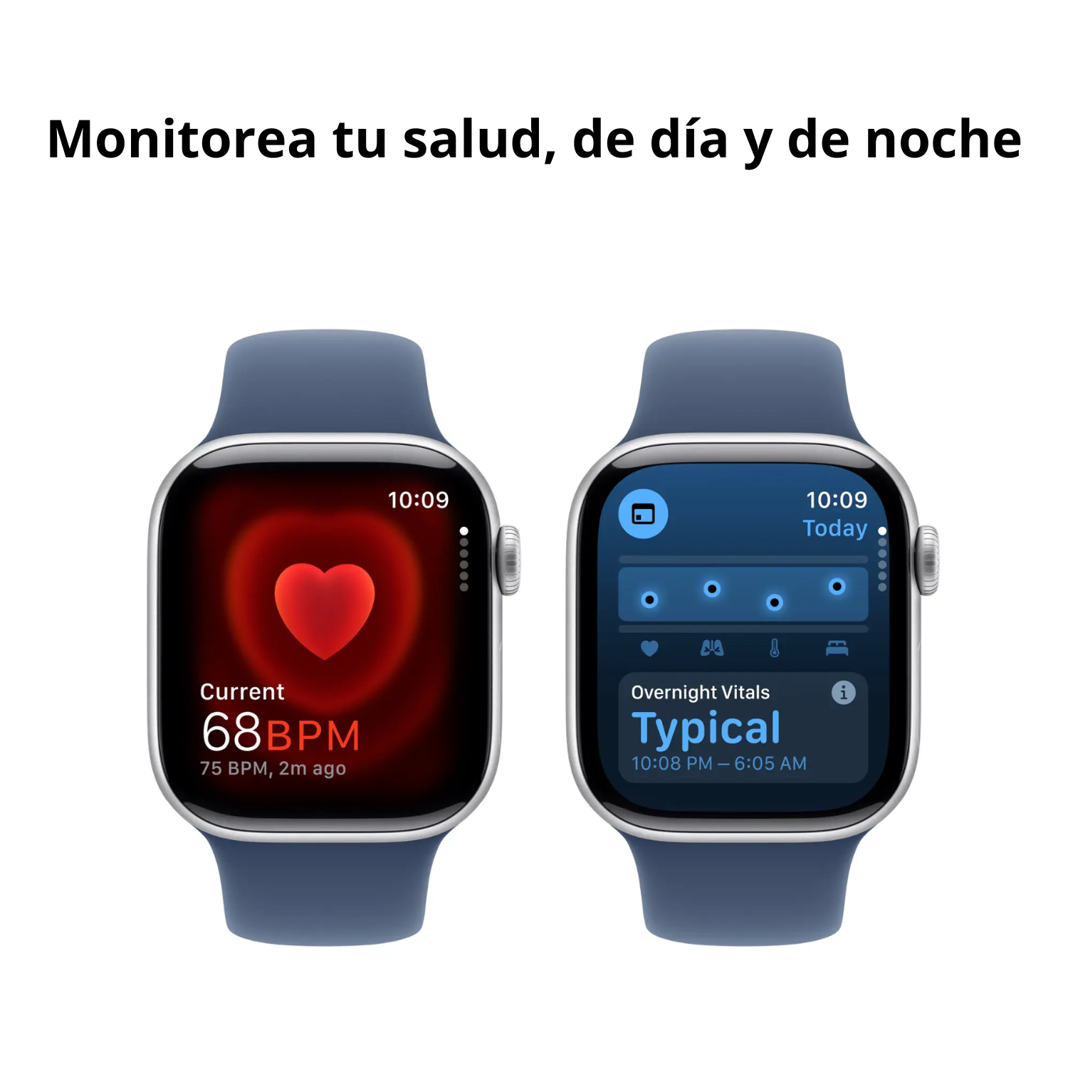 Apple Watch Series 10 (GPS) 42mm Aluminum Case with Denim Sport Band - Silver (S/M) - Smartwatch for Fitness Tracking, Notifications & iPhone Compatibility - Perfect for Workouts, Daily Wear & Active Lifestyle