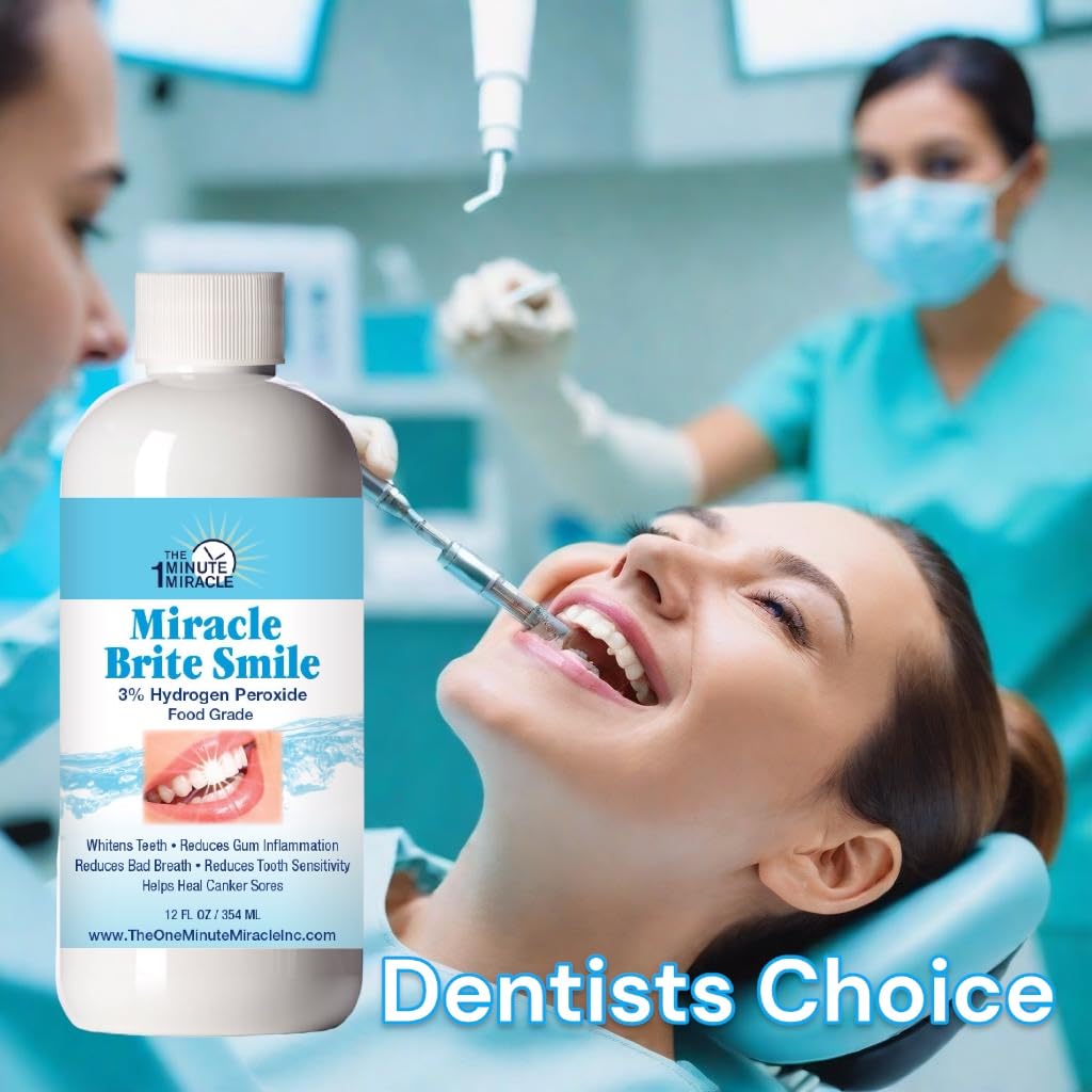 Miracle Brite Smile Teeth Whitening Kit with Food Grade Hydrogen Peroxide & Essential Oils - Whitens Teeth, Freshens Breath, Reduces Sensitivity | Perfect for Home Use, Travel, and Daily Oral Care