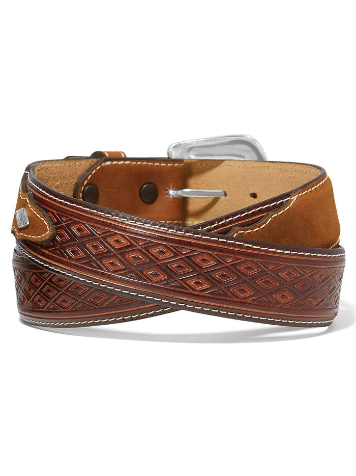 Justin C14185 Men's Genuine Leather Diamond Ridge Belt - Brown - Stylish & Durable for Casual, Business & Formal Wear