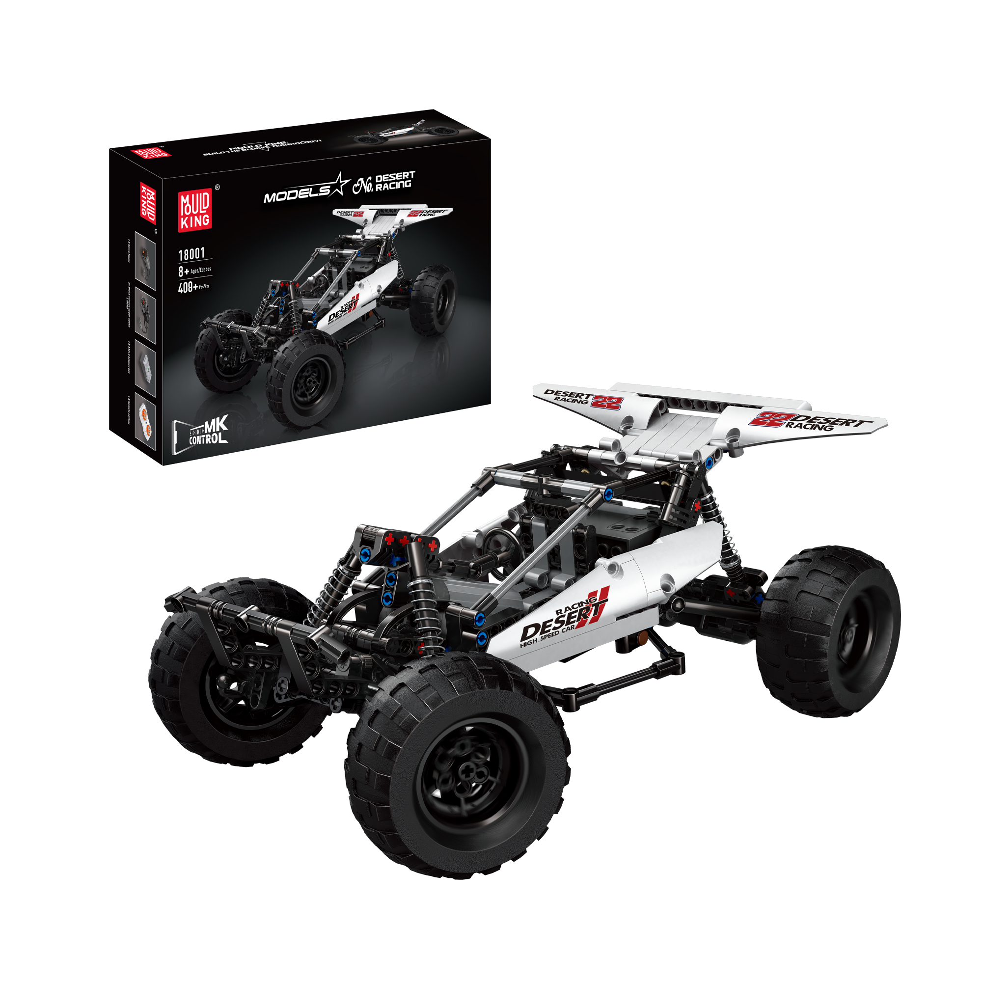 MOULD KING 18001 Desert Racing Buggy Remote Control Car Building Kit - 409 PCS STEM Toy for Kids & Adults | Perfect for Indoor Play, Outdoor Adventures & RC Car Racing Enthusiasts