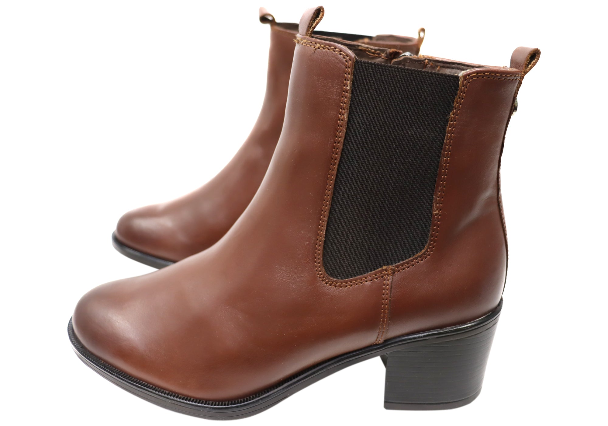 Caprice Jade Women's Comfort Mid Heel Leather Wide Fit Ankle Boots - Stylish & Comfortable Shoes for Work, Office & Casual Outfits