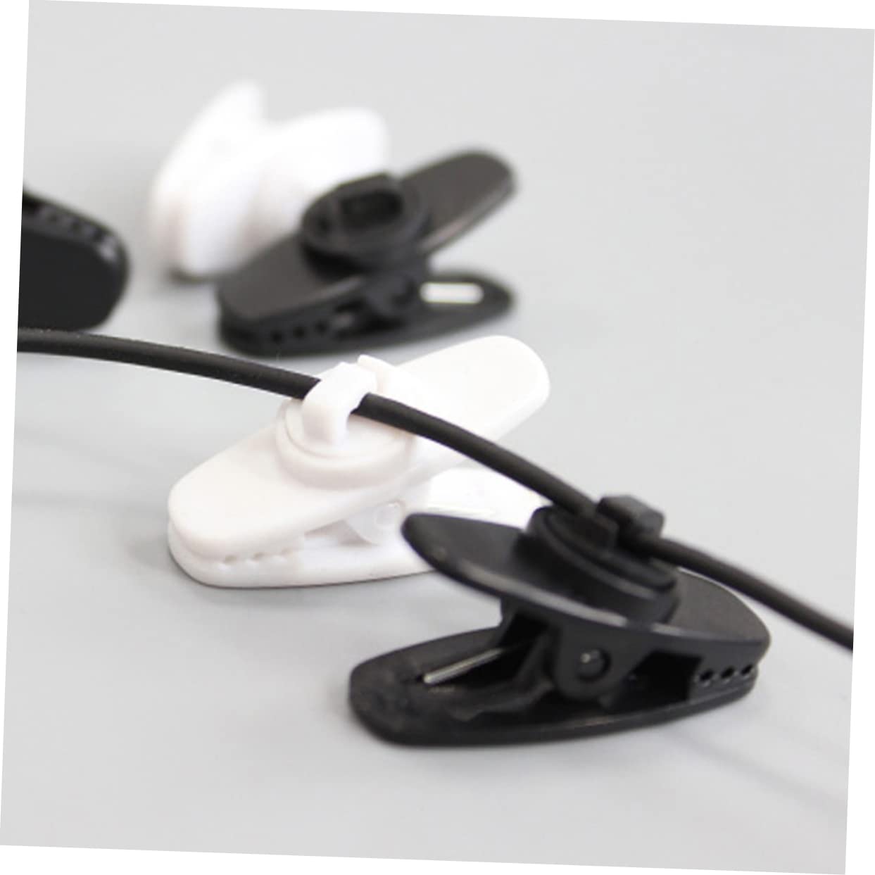 Universal Headphone Cable Clamp - 5 Pack Rotating Earphone Holder for Vertical/Horizontal Surfaces | Easy Installation, Durable Black Design | Perfect for Office, Gaming & Travel Accessories