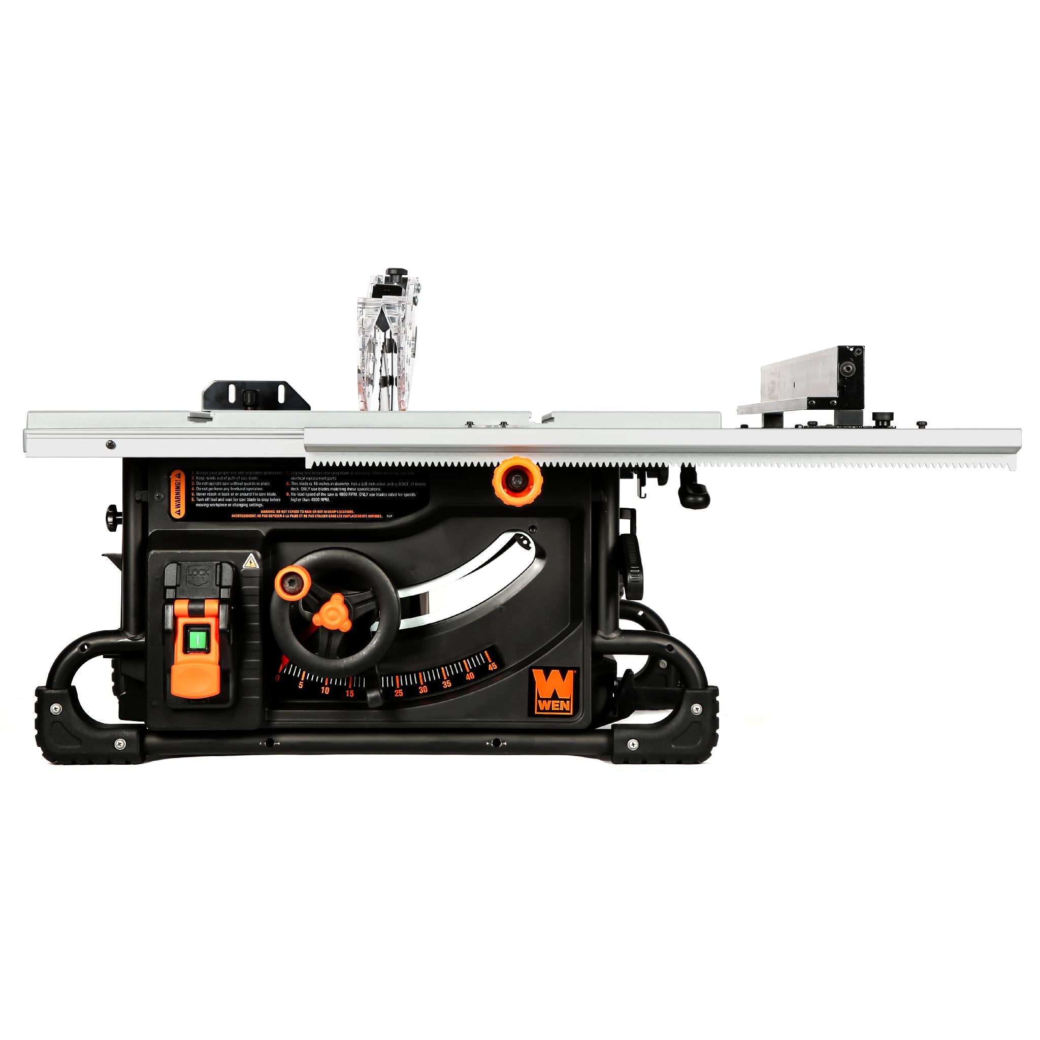 WEN TT1015 15 Amp 2 HP 10 Inch Industrial Benchtop Jobsite Table Saw - Powerful Woodworking Tool for DIY Projects & Professional Workshops