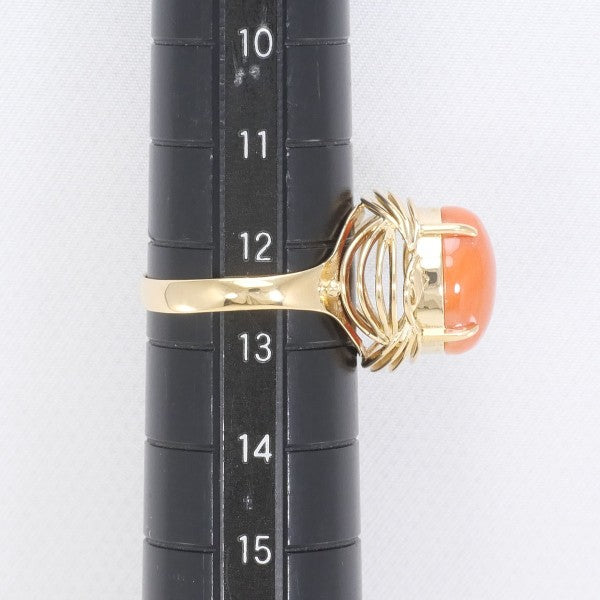 18K Yellow Gold Coral Ring for Women – Elegant Handmade Jewelry Gift for Birthday, Anniversary & Valentine’s Day – Perfect for Beach Weddings, Summer Parties & Boho Fashion