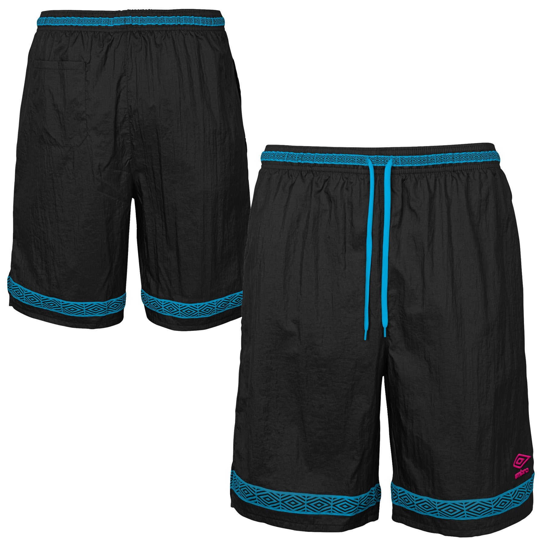 Umbro Woven Athletic Shorts for Men & Women - Breathable Black/Teal Sports Shorts for Running, Soccer & Gym Workouts