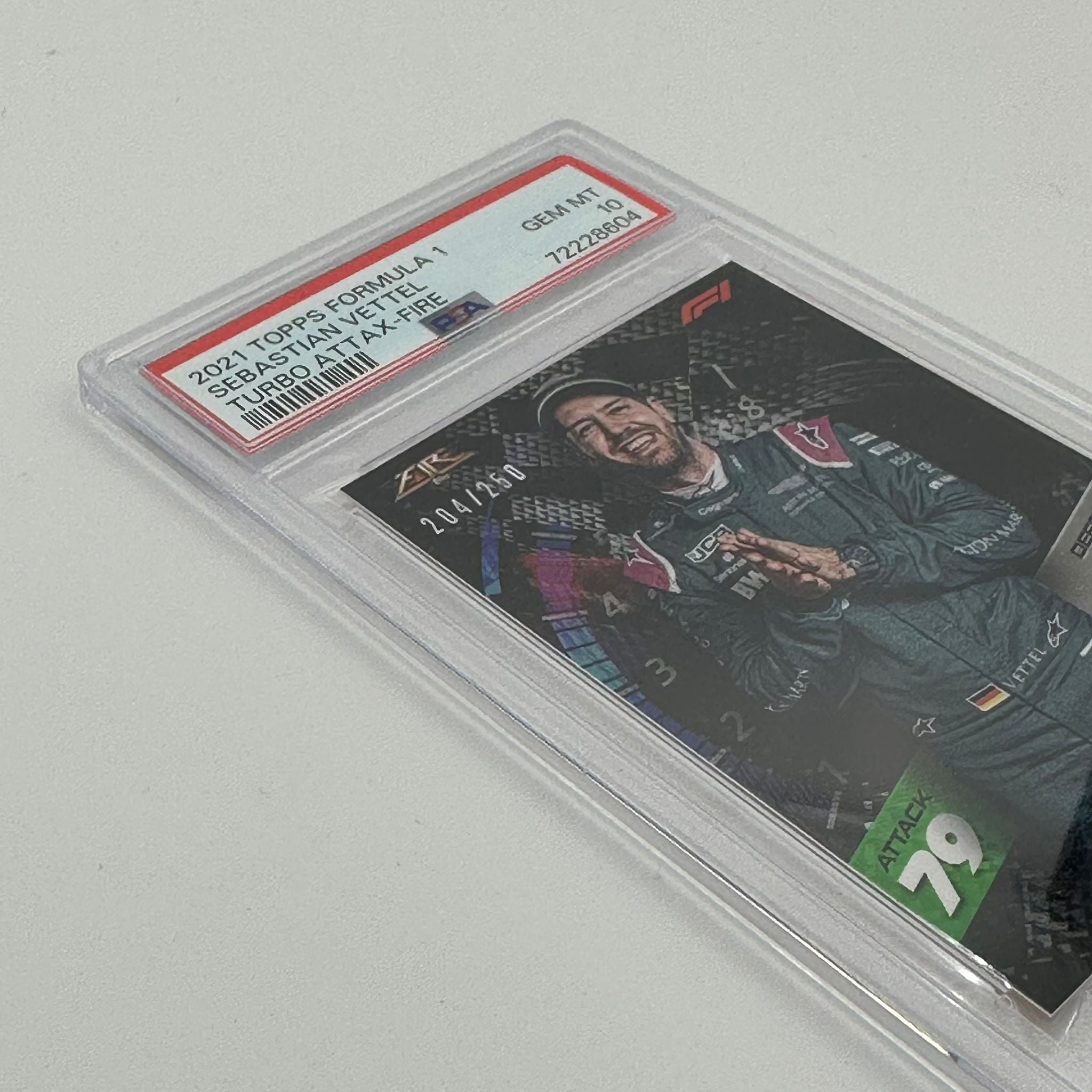 PSA 10 Sebastian Vettel /250 Fire Card - Rare Collectible for F1 Fans, Racing Memorabilia & Sports Card Investment