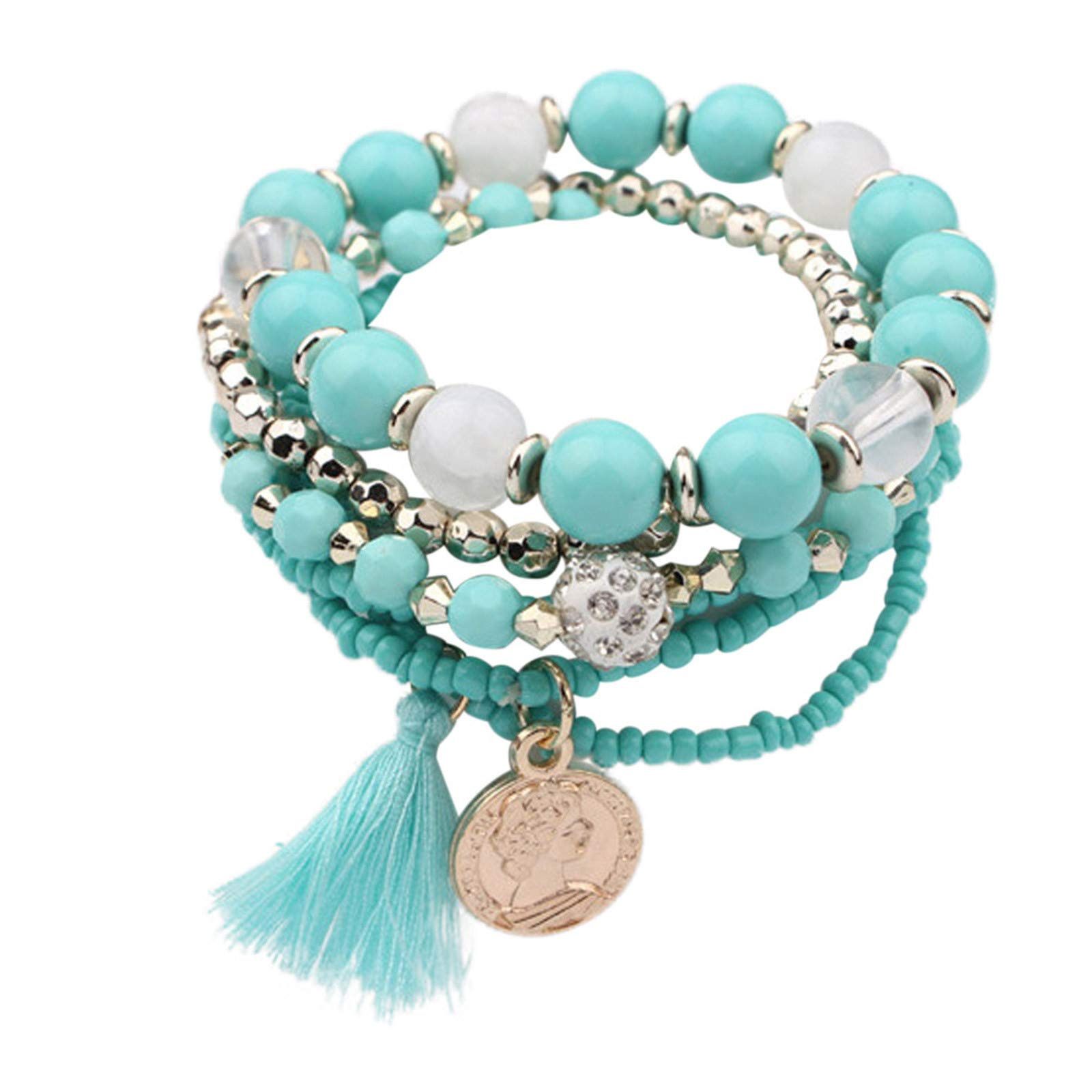 Stylish Bohemian Beaded Nose Rings & Acrylic Stretch Bracelet Set for Women | Fashionable Digital Men's Watches | Perfect for Parties, Festivals & Everyday Wear