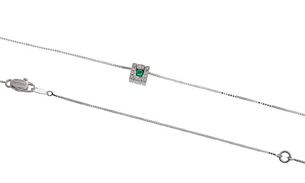 Damiani Belle Epoque 18K White Gold Diamond and Emerald Pendant Necklace - Elegant Jewelry for Weddings, Anniversaries & Special Occasions