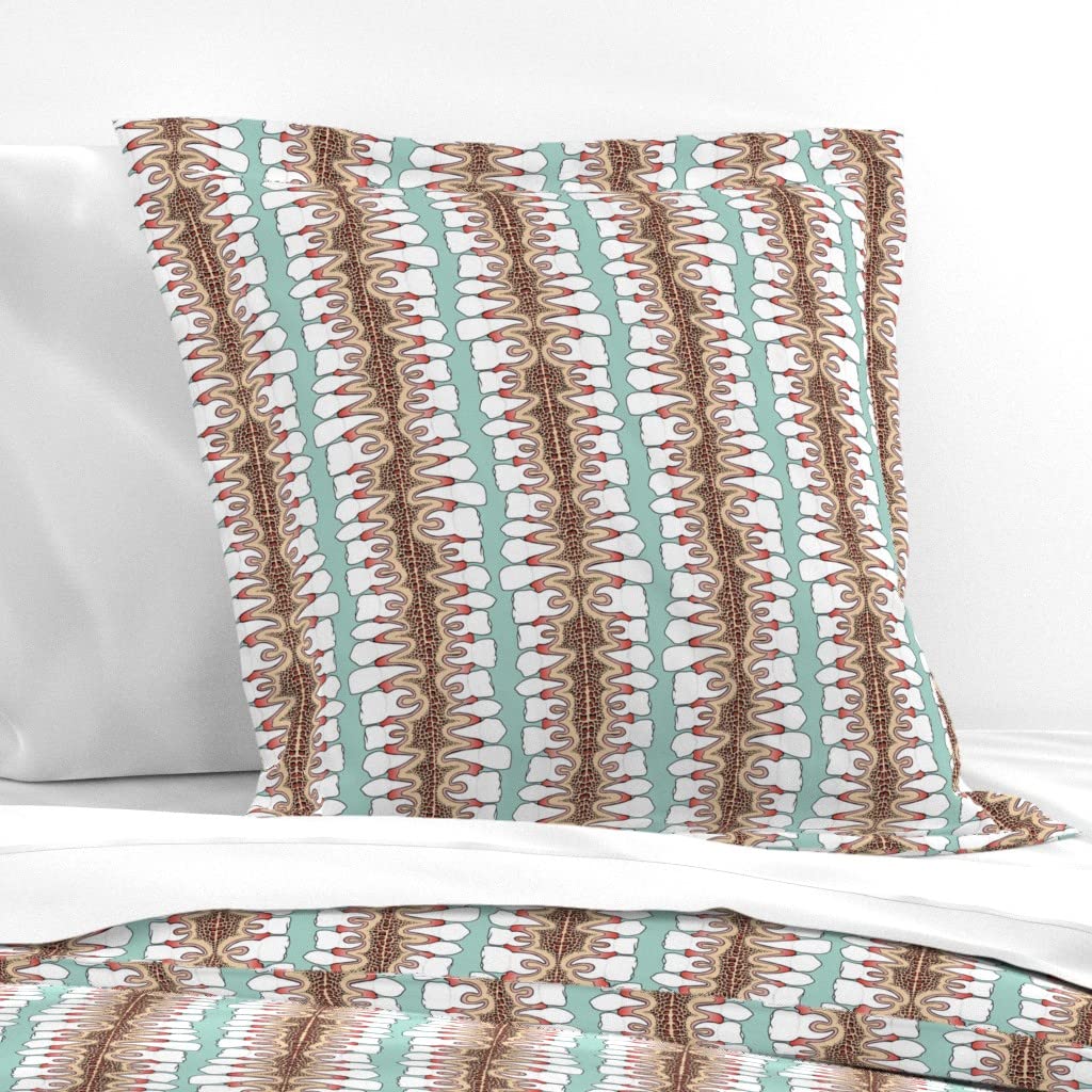 Whimsical Tooth Dental Dentist Print Cotton Sateen Euro Sham with Flanged Edge - Custom Bedding by Spoonflower for Kids' Room, Dental Office Decor or Unique Gift Idea