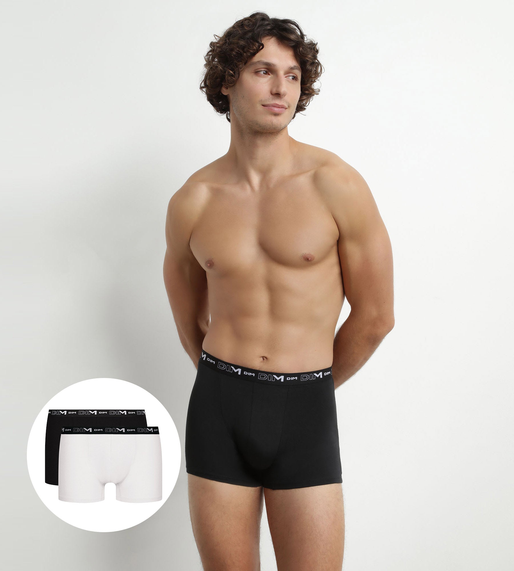 2 Pack Men's Black & White Contrast Waistband Boxer Briefs - Soft Cotton Stretch Underwear for Everyday Comfort & Active Lifestyles