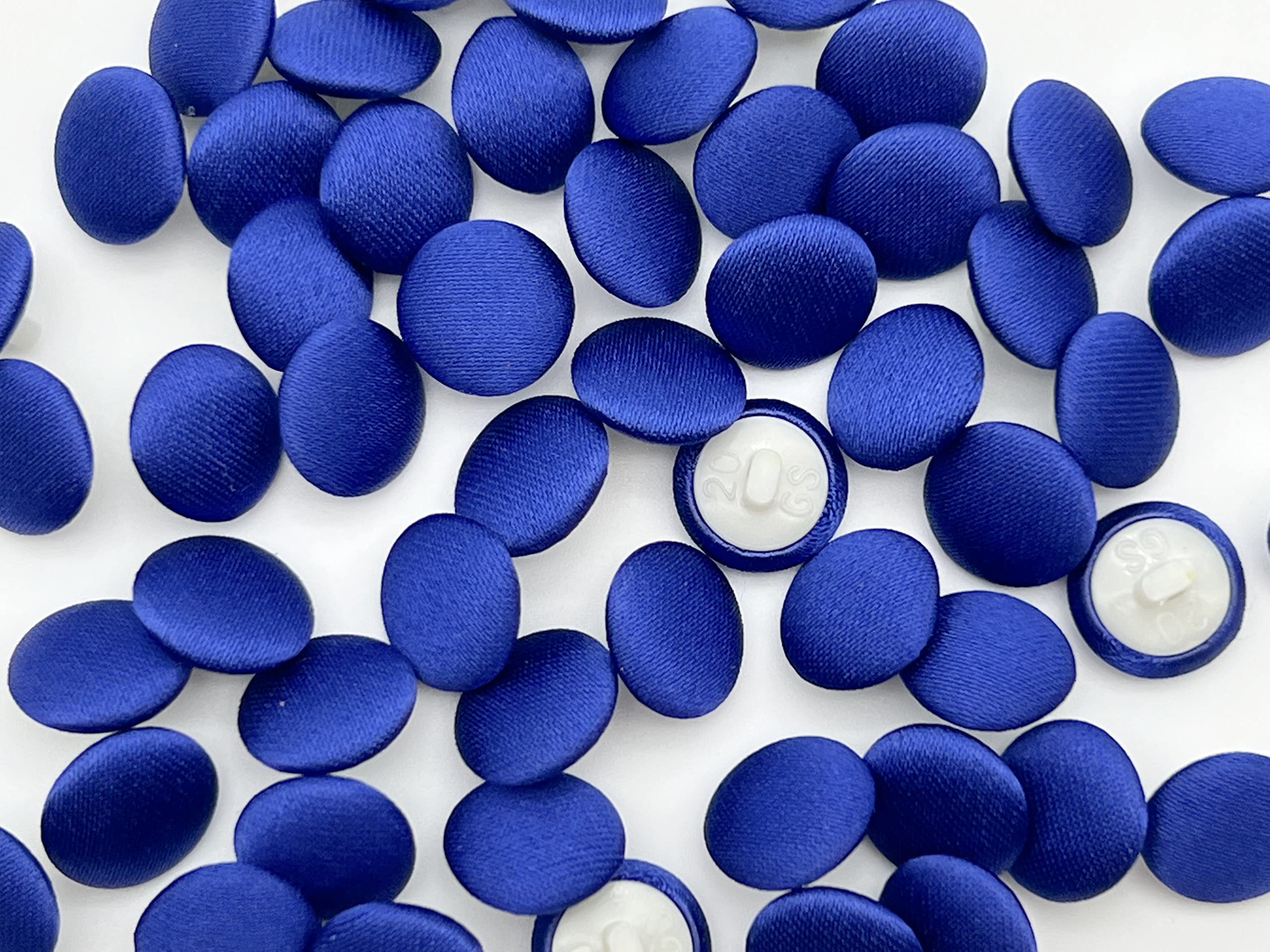 PEPPERLONELY 50-Piece 1/2 Inch Satin Covered Buttons with Shank - Royal Blue Sewing Buttons for Wedding Dresses, Blouses & Formal Attire - Perfect for Bridal Gowns, Prom Dresses & DIY Sewing Projects