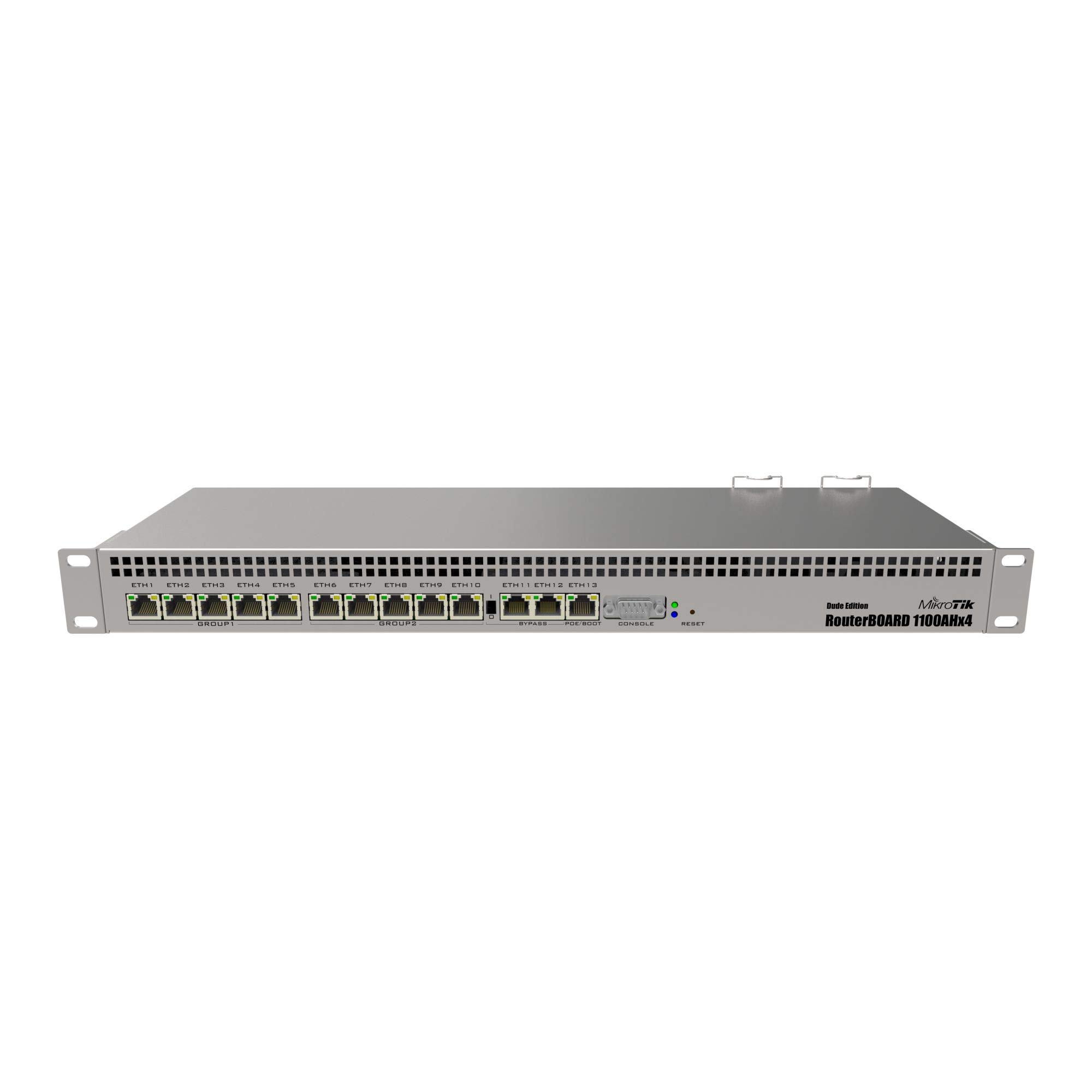 MikroTik RouterBOARD 1100AHx4 Dude Edition - 13 Gigabit Ethernet Ports, RS232 Serial Port & Dual Redundant Power Supplies (RB1100AHx4) | High-Performance Networking for Small Businesses & Server Rooms