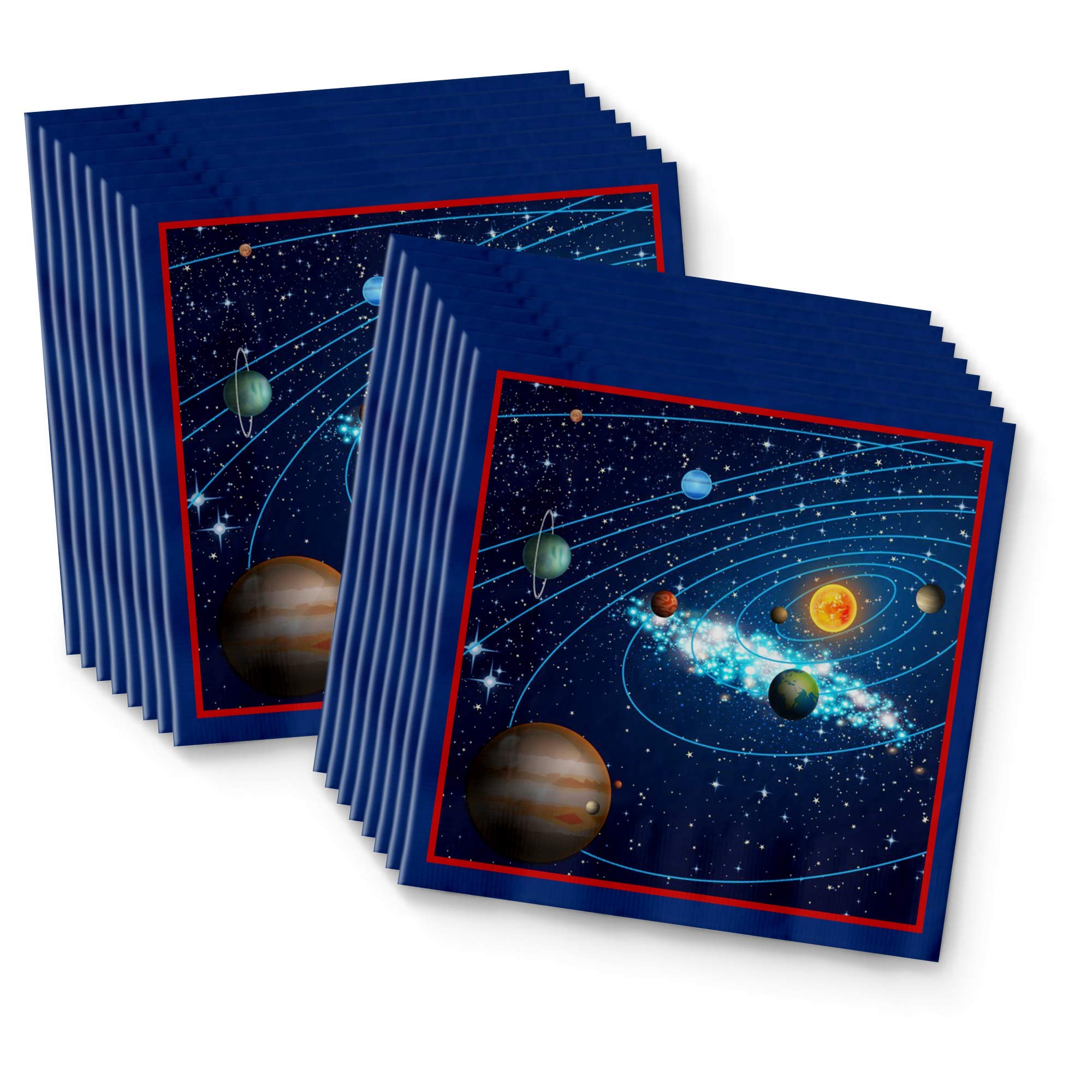 Solar System Outer Space Birthday Party Supplies Set - 16-Piece Tableware Kit with Plates, Napkins & Cups for Kids Space Themed Party Decorations