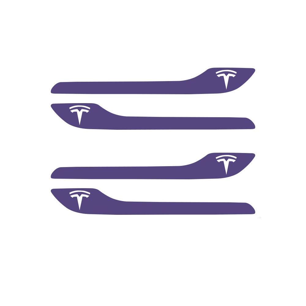 Tesla Model 3 & Model Y Door Handle Decal Sticker Wrap Kit - 4-Piece Set with Official Tesla Logo (Lavender) - Upgrade Your Car's Style & Protection for Daily Driving & Car Shows
