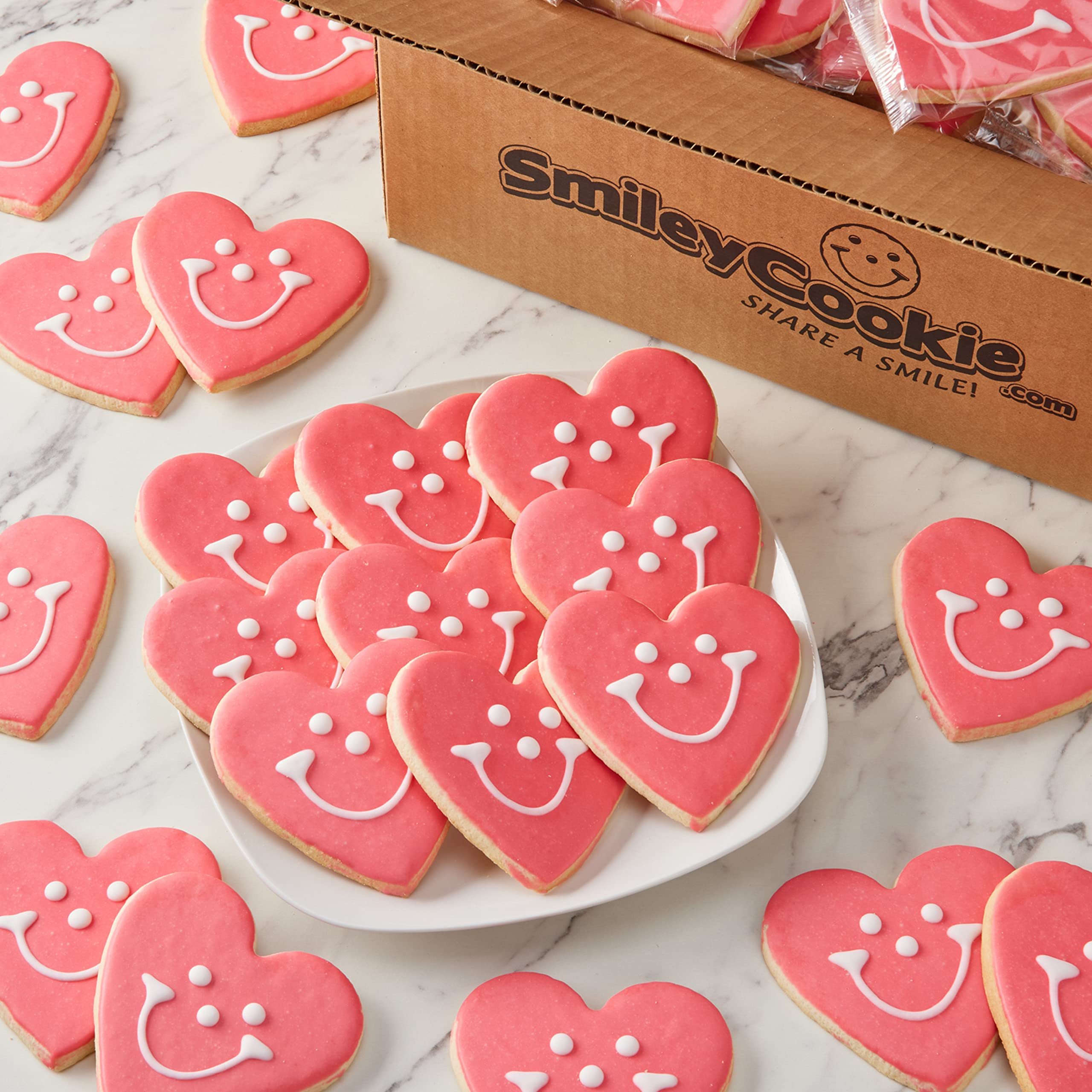 50-Pack Nut-Free Heart Shaped Smiley® Face Cookies - Perfect for Valentine's Day, Birthday Parties & School Events (Allergy-Friendly Treats)