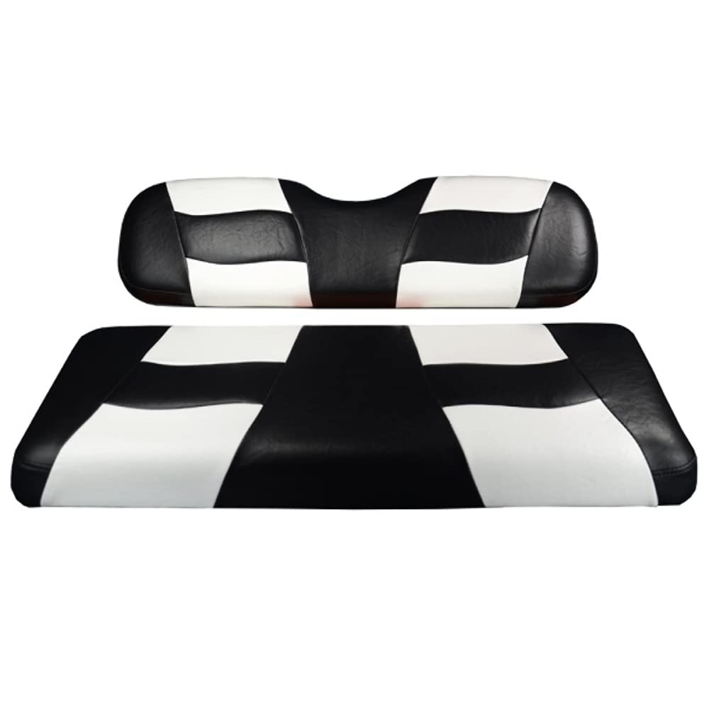 EZGO RXV Golf Cart Front Seat Cover - Waterproof & UV Resistant Riptide Black/White Design - Perfect for Golf Courses, Campuses & Outdoor Adventures