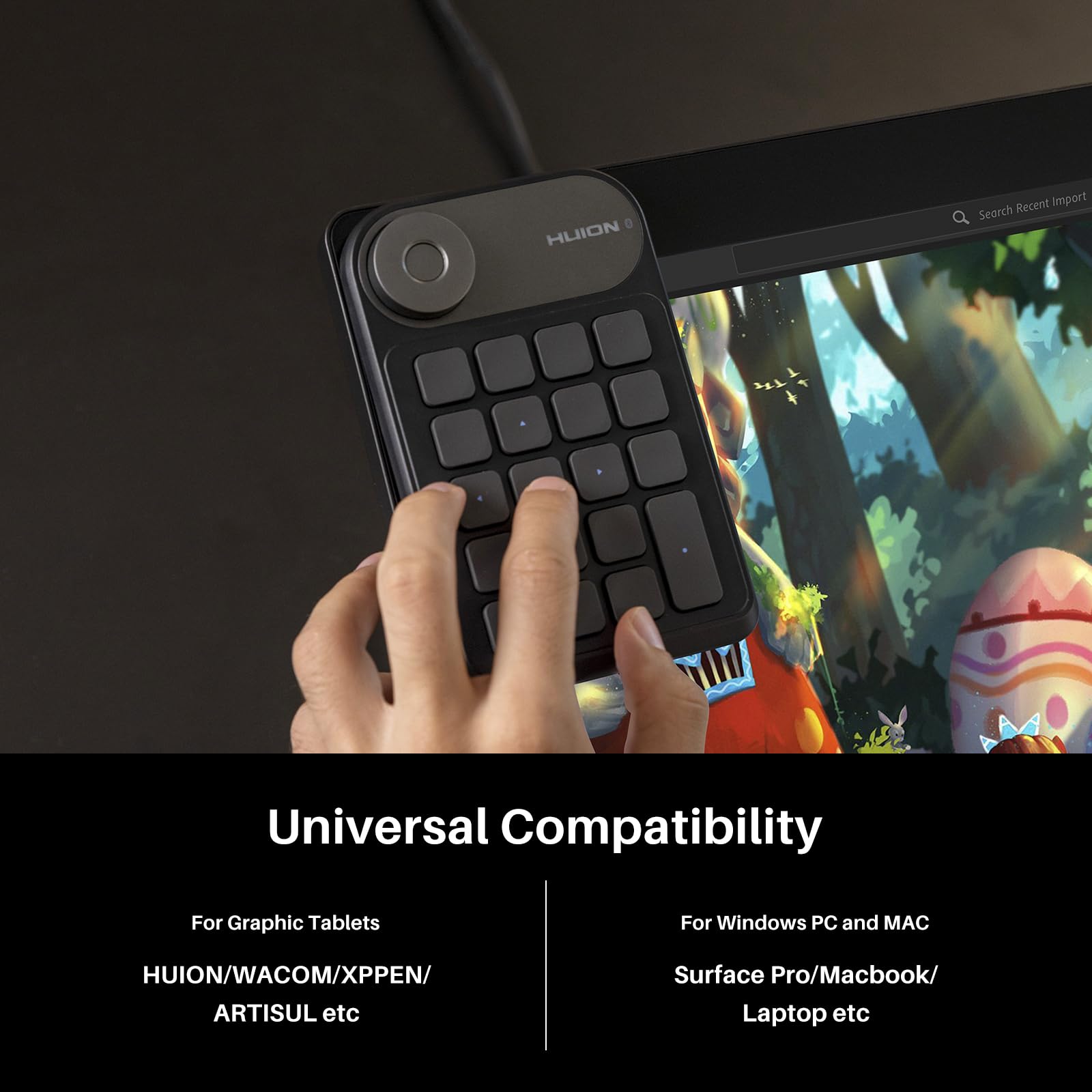 HUION Keydial Mini Bluetooth Programmable Keypad - 5 Anti-Ghosting Keys & 18 Customizable Shortcuts | Wireless Shortcut Keyboard for Digital Artists | Compatible with Drawing Tablets, PC, MacBook, Surface Pro & Laptops | Perfect for Graphic Design, Video Editing & 3D Modeling