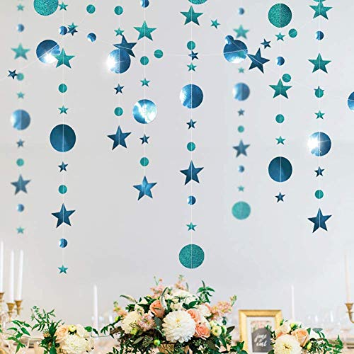 Teal Blue Star Circle Garland