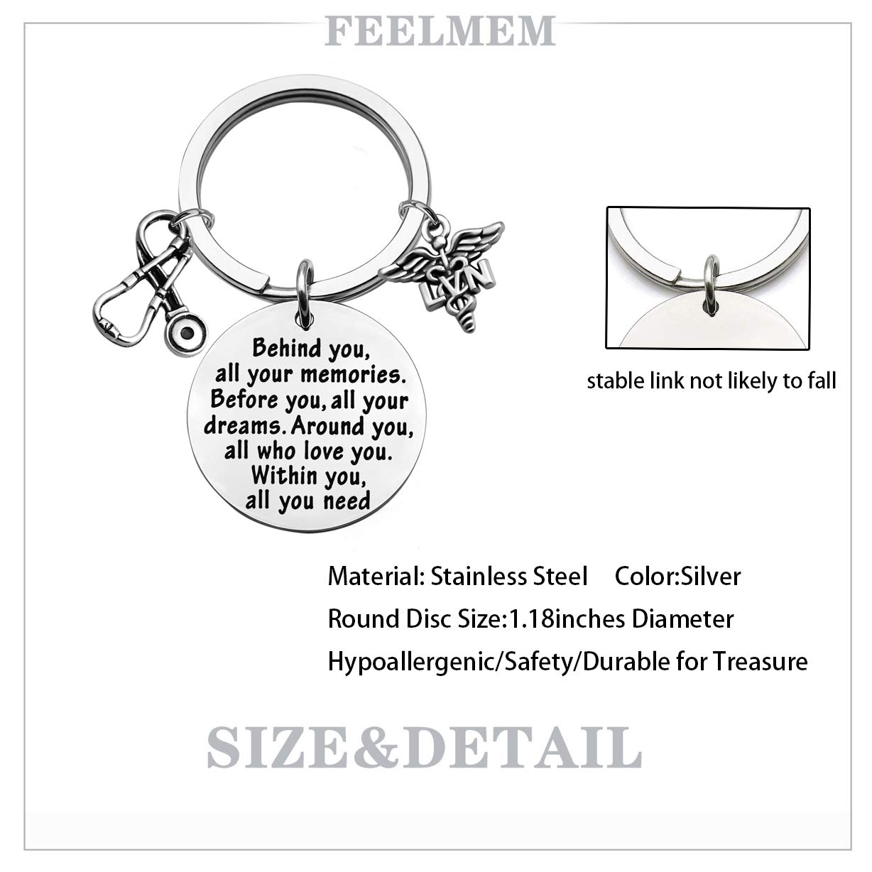 FEELMEM LVN Keychain - Nurse Graduation Gift for LVN, Inspirational Nurse Gift - Perfect for LVN Graduation, Nurse Appreciation Week & Daily Motivation