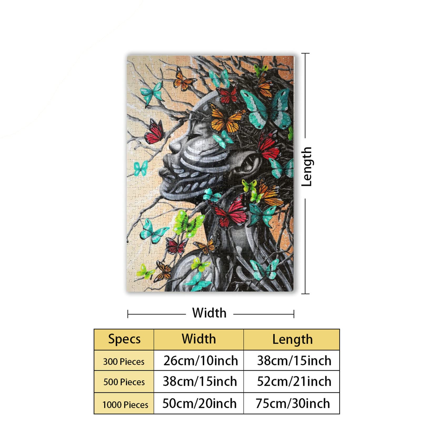 1000 Piece Jigsaw Puzzle for Adults - Native American Black Women Portrait with Butterfly Design, African American Art Puzzle, Fun Family Activity & Gift for Teens, Girls, Women | Home Decor, Relaxation, Party Games
