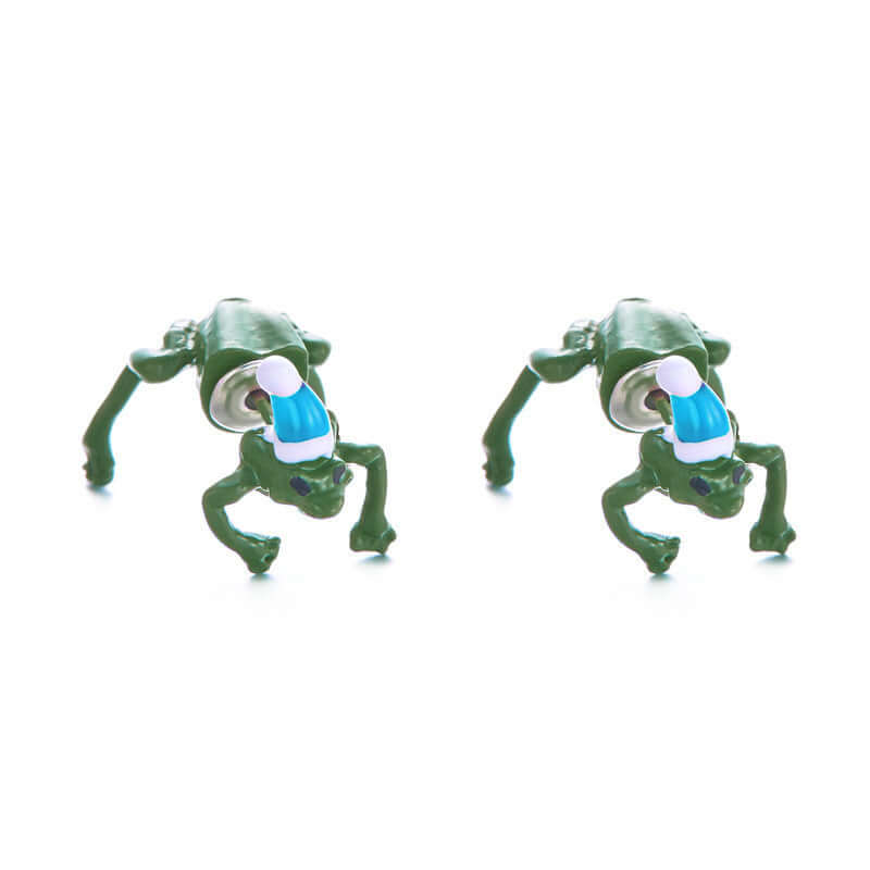 Quirky Frog Christmas Ear Jacket Front Back Earrings | Holiday Party Jewelry Gift for Women | Perfect for Christmas Celebrations & Festive Outfits