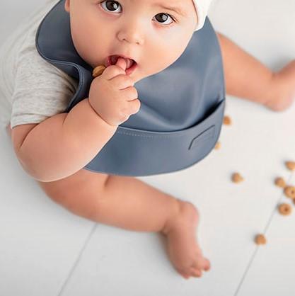 Bleu La La Classic Vegan Leather Bib - Eco-Friendly & Stylish Baby Bib for Mess-Free Feeding, Perfect for Infants & Toddlers at Home or On-the-Go